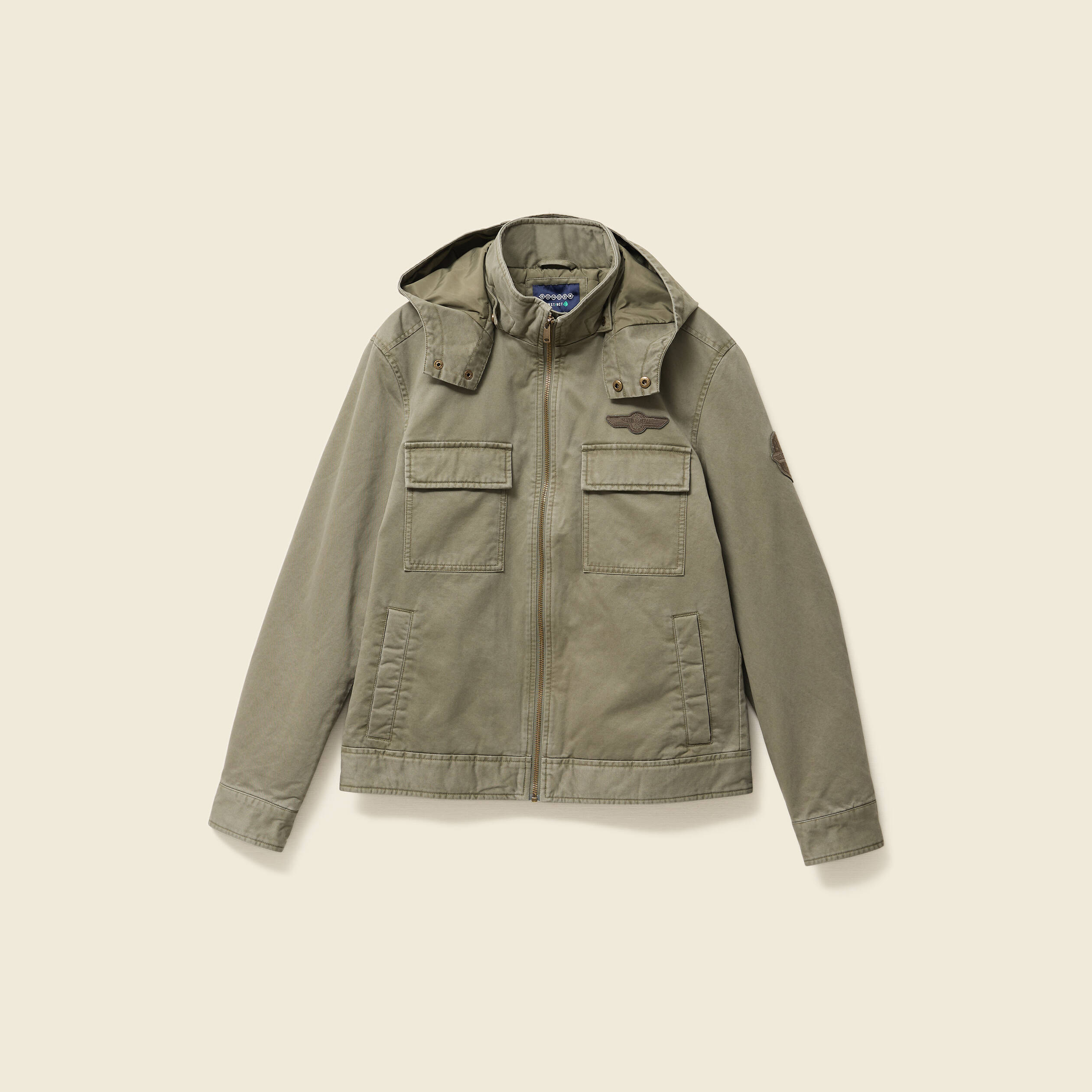 blouson col montant a capuche vert kaki homme Blouson col montant à capuche vert kaki homme