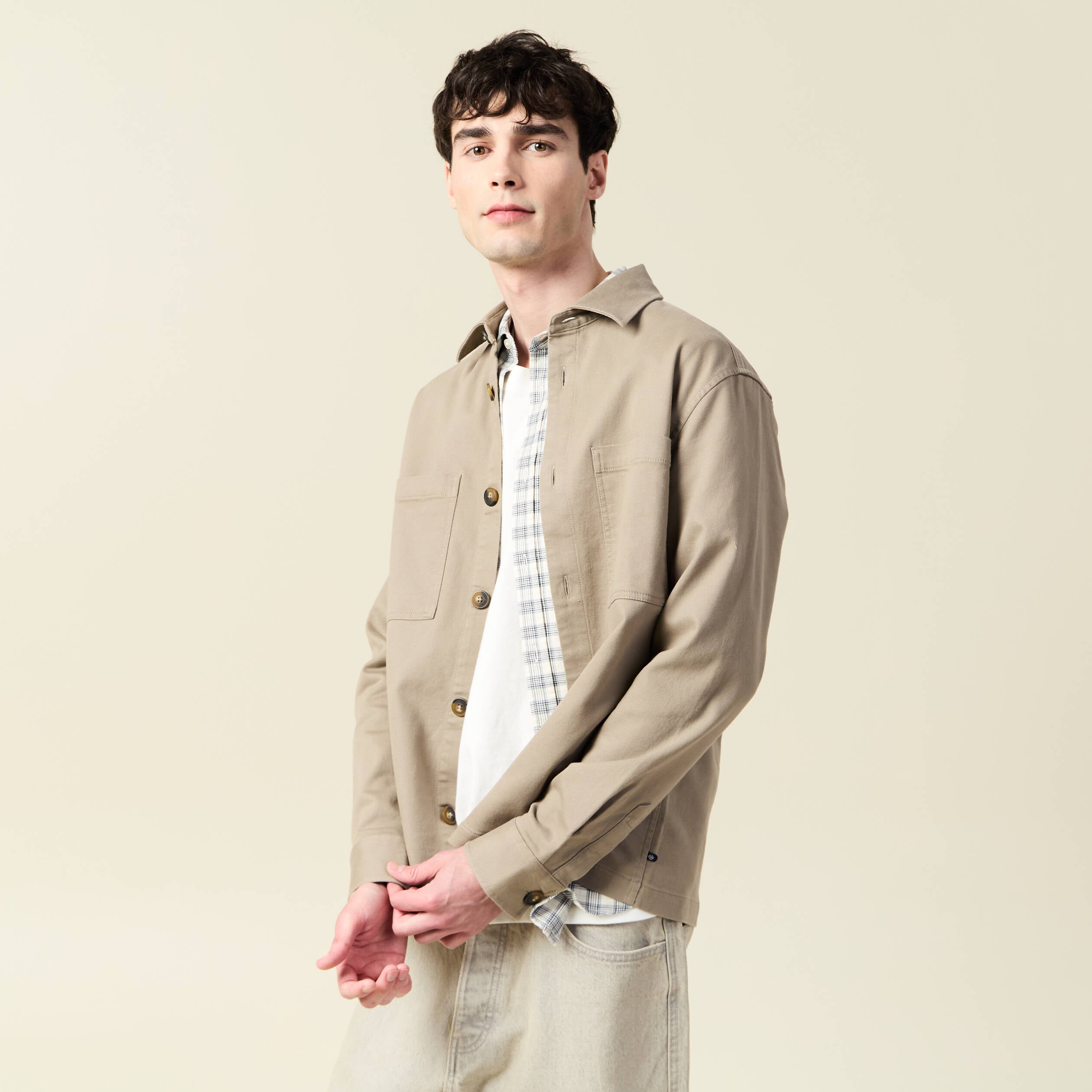 Surchemise manches longues sable homme