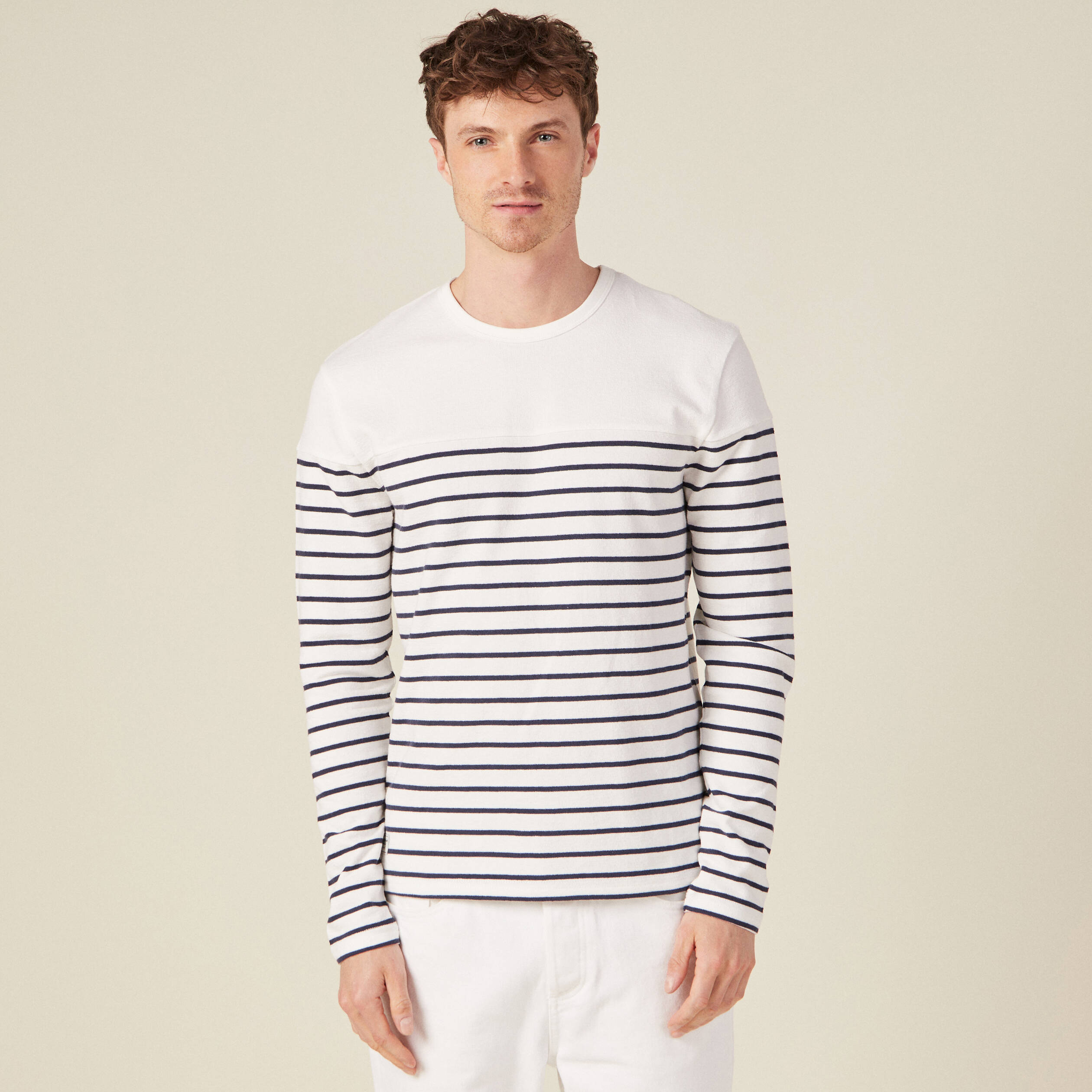 t shirt manches longues ecru homme T-shirt manches longues ecru homme