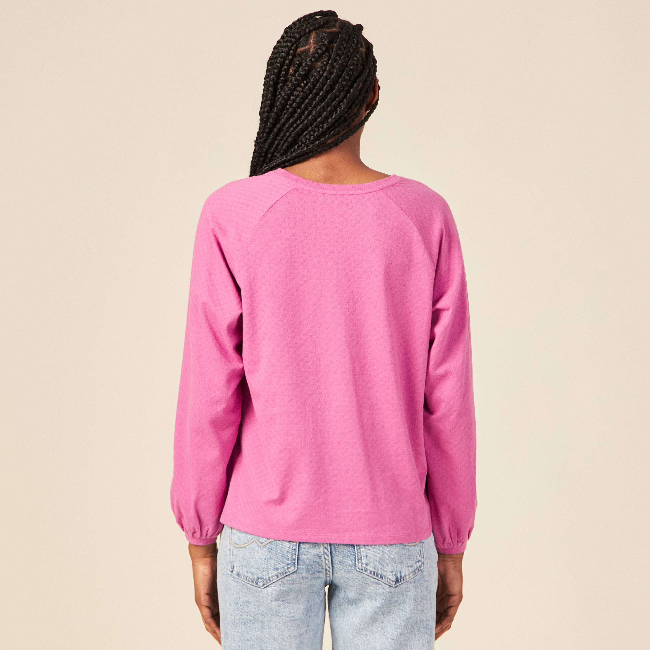 Tee shirt manche longue rose outlet