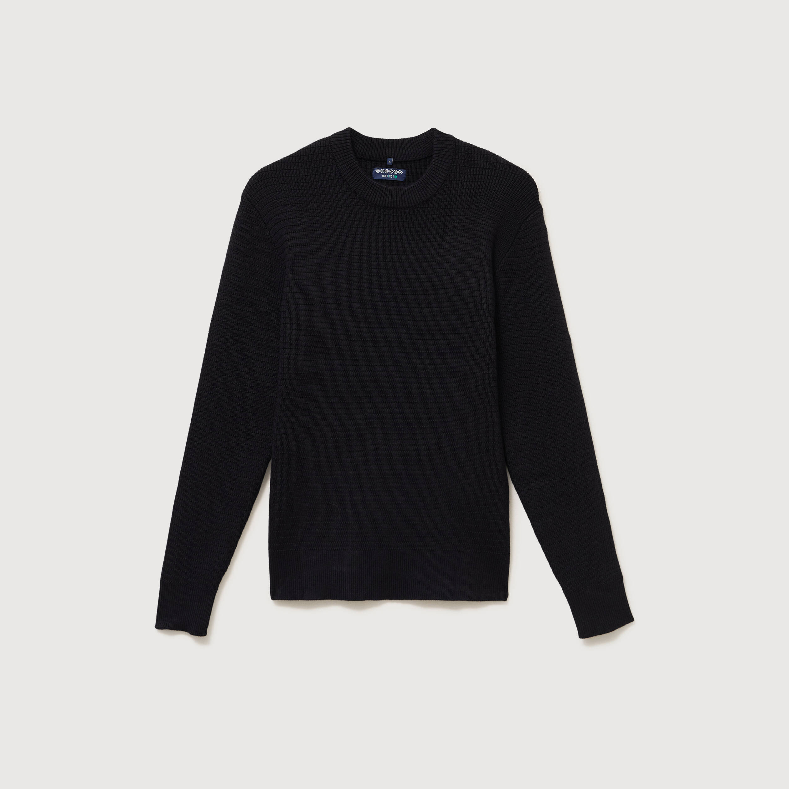 Pull col rond manches longues noir homme