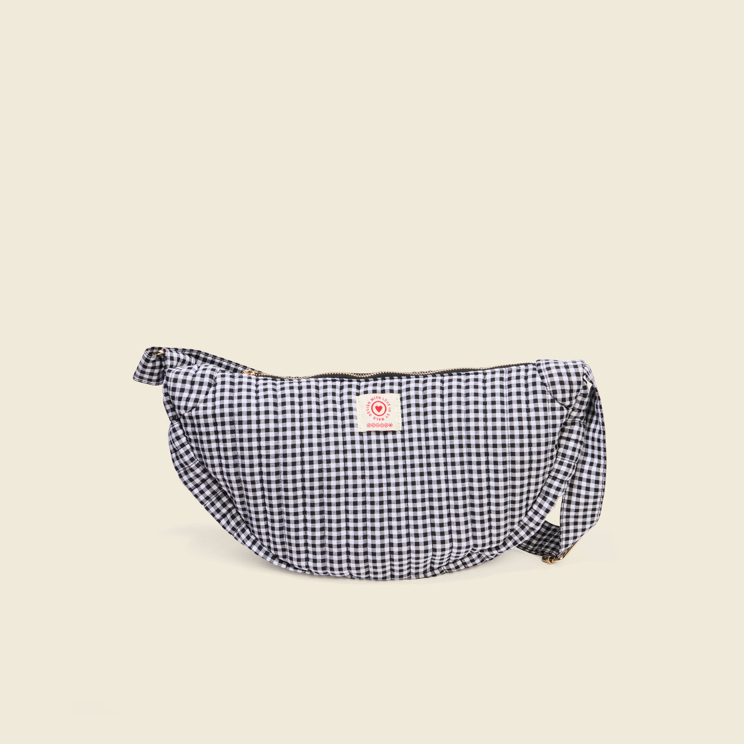Sac bandouli&egrave;re doubl&eacute; vichy noir femme