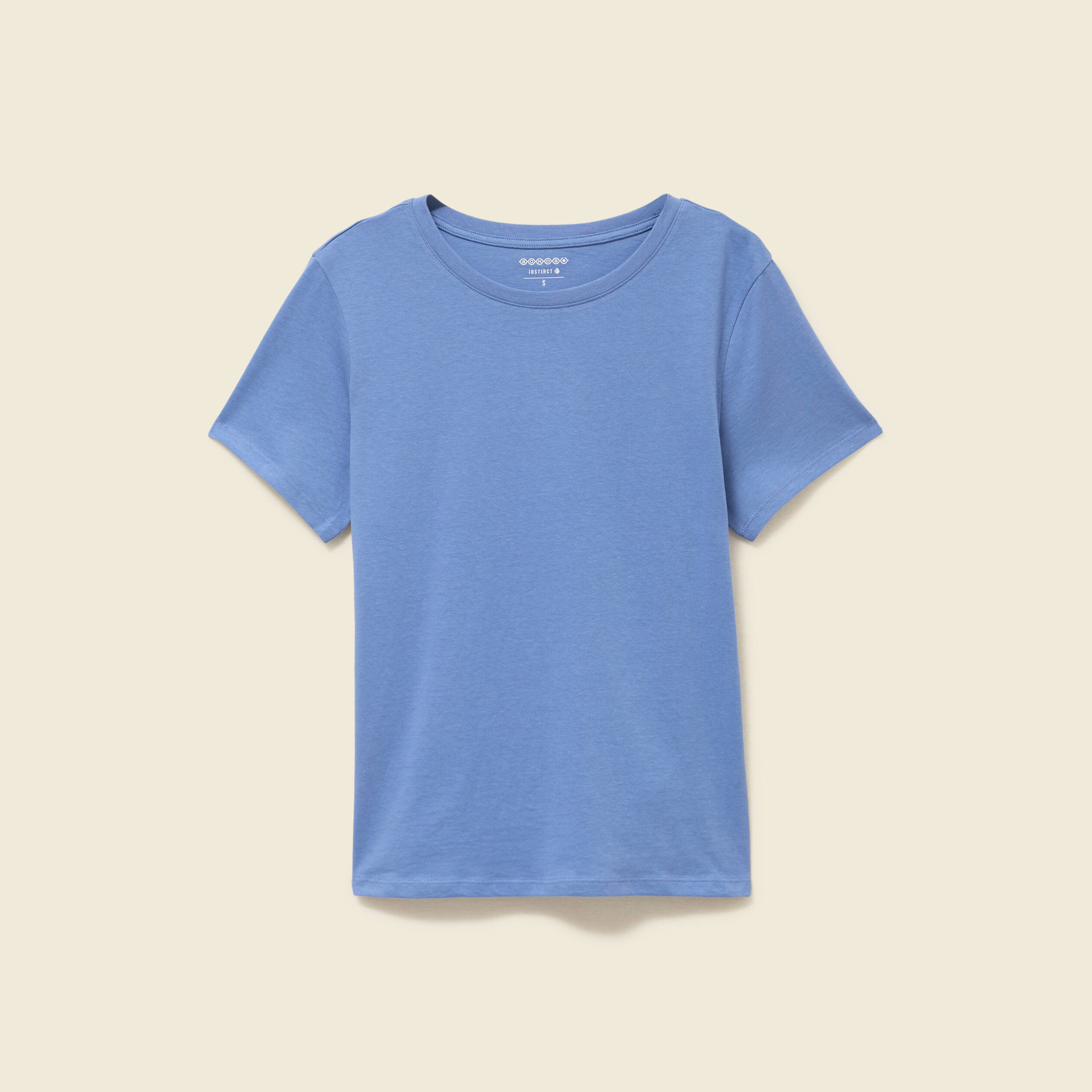 T-shirt cintr&eacute; col rond manches courtes bleu lavande femme