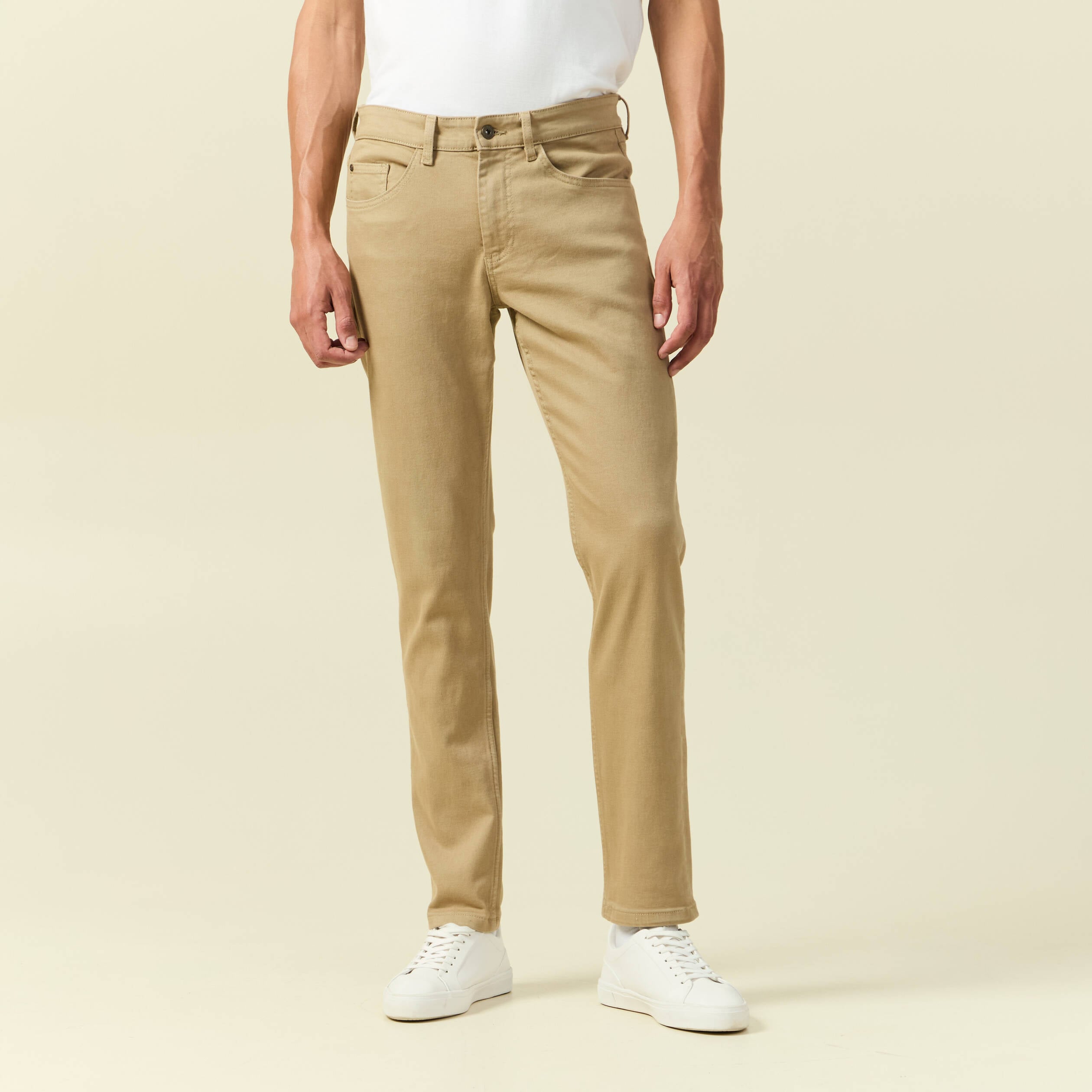 Jeans slim longueur 32 beige homme