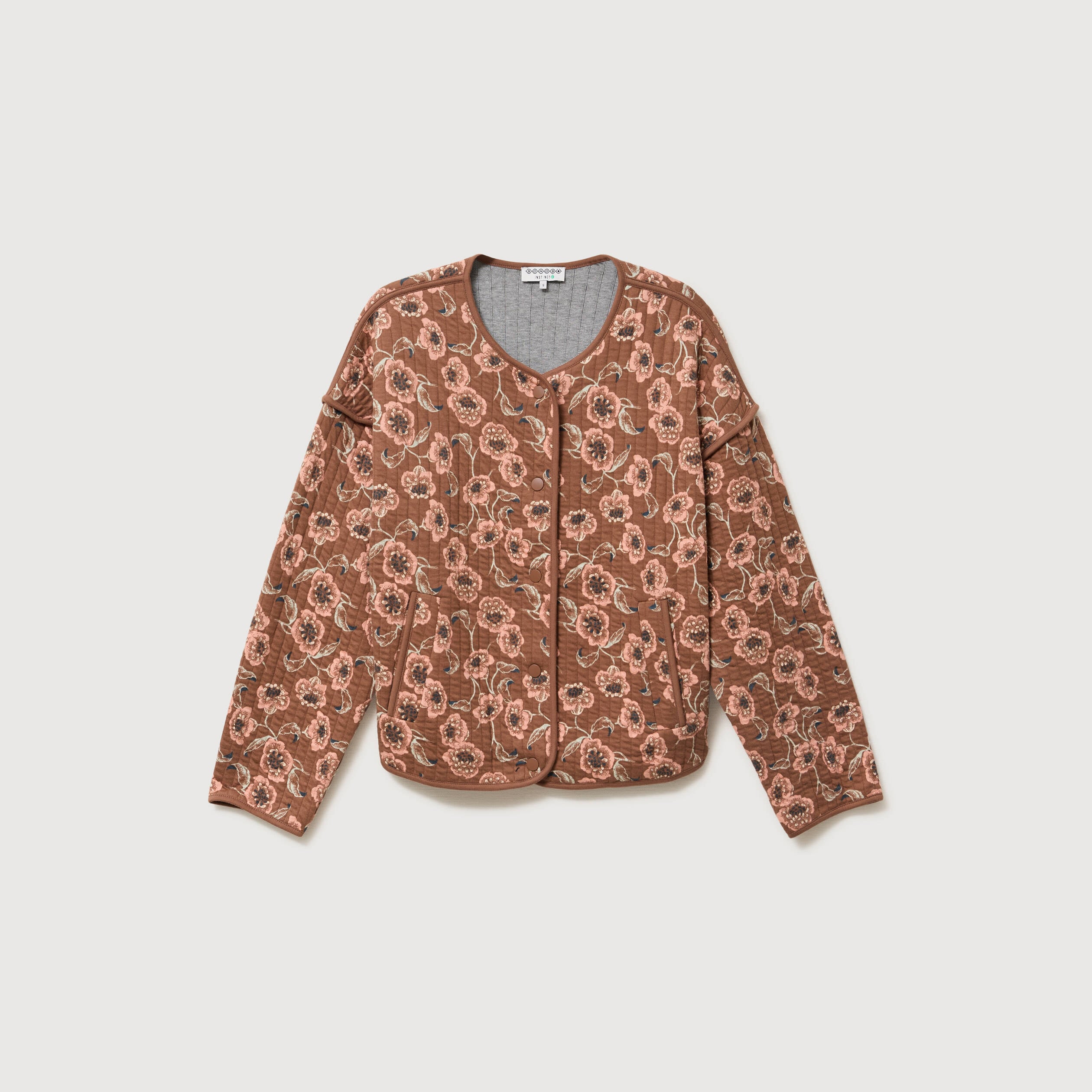 Veste droite manches longues col rond camel femme