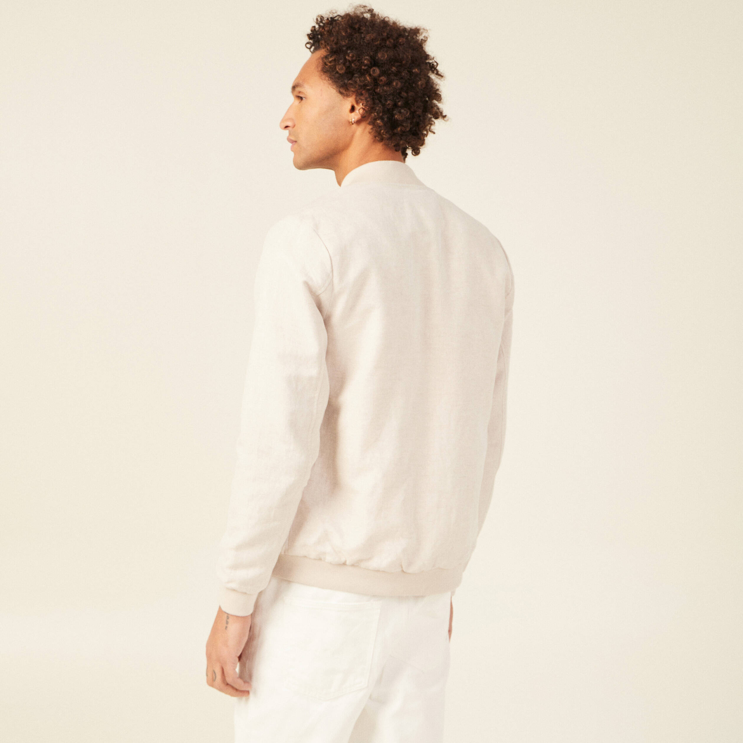 Veste droite zippée beige homme