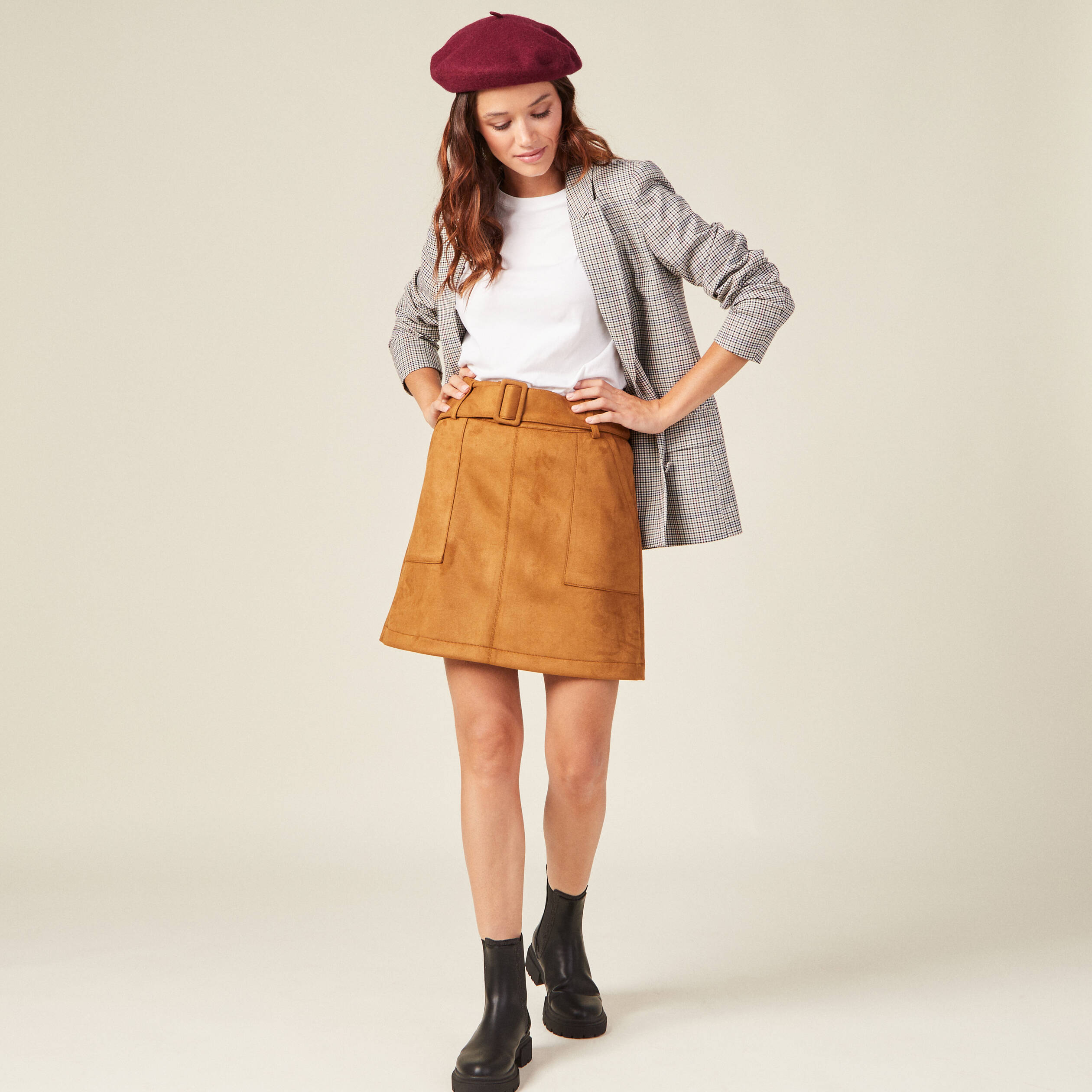 Jupe marron on sale femme