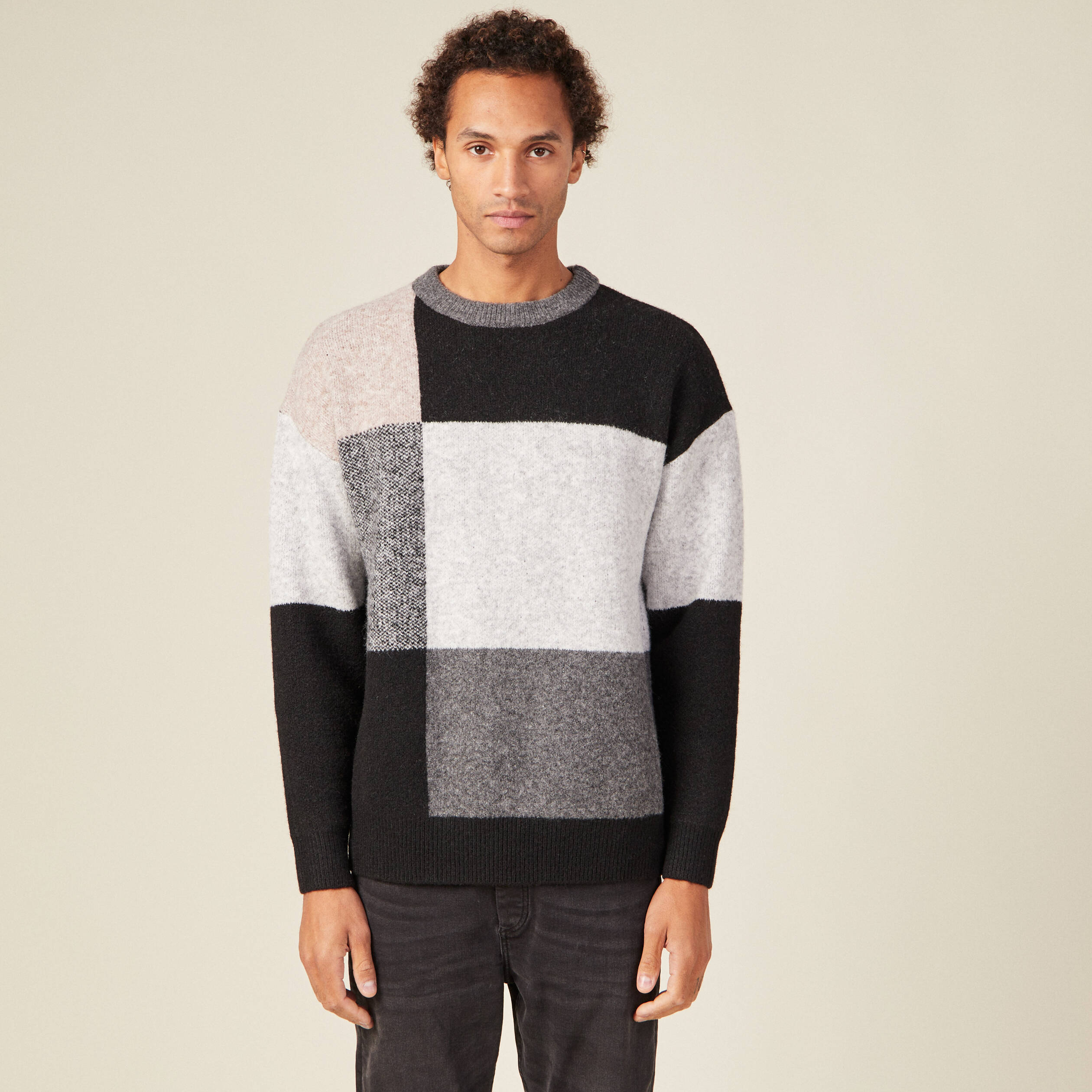 Pull manches longues noir homme