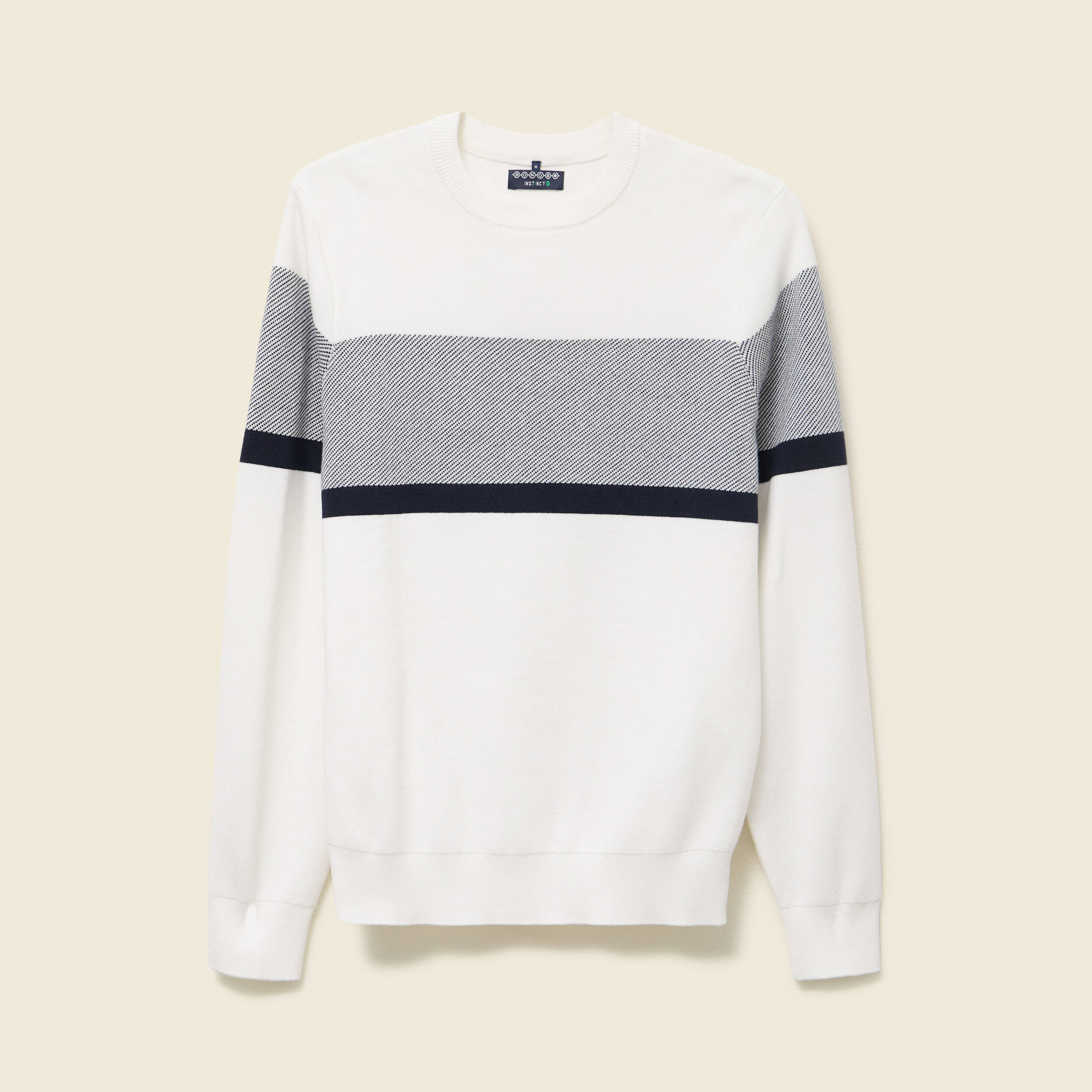Pull col rond ecru homme