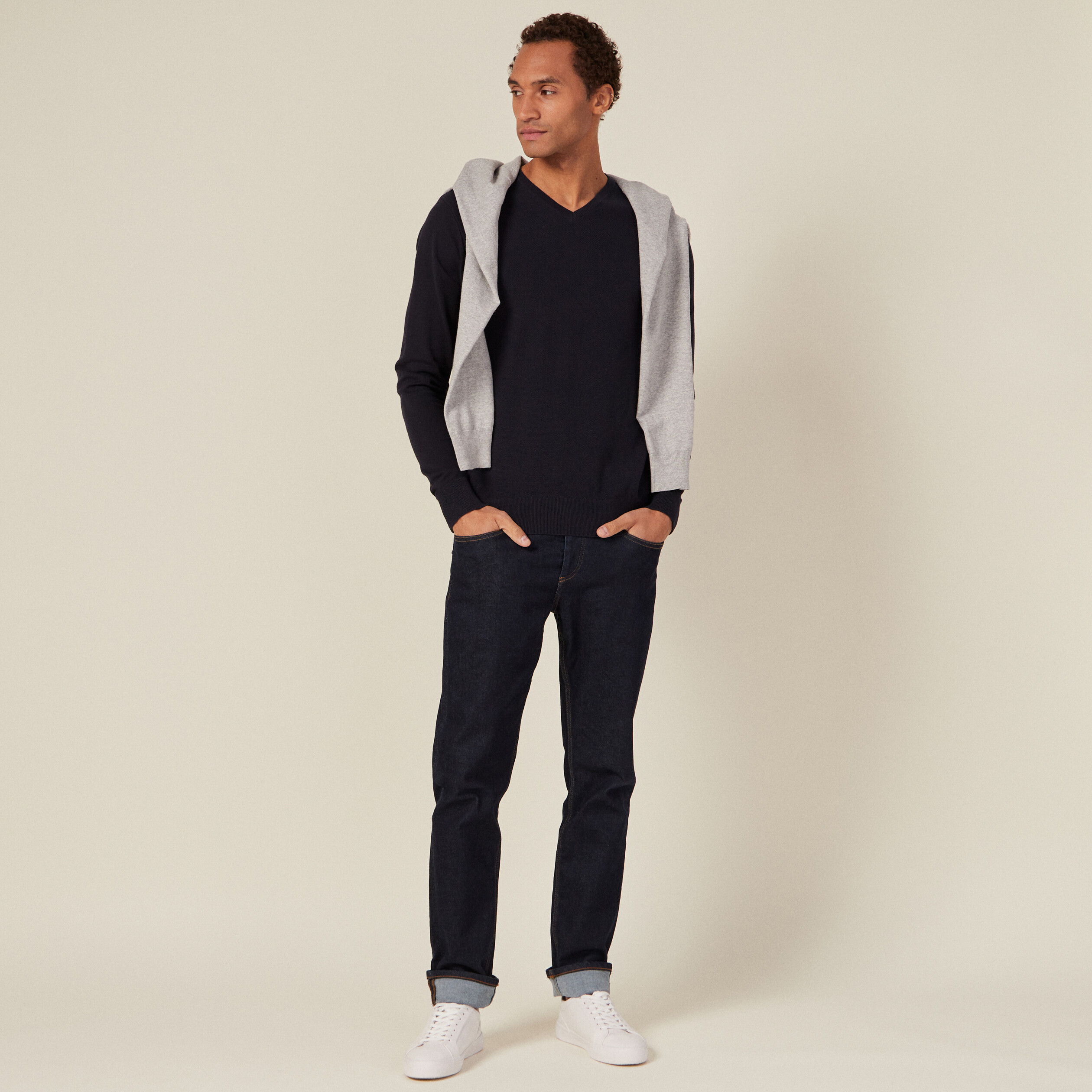 pull manches longues bleu fonce homme Pull manches longues bleu foncé homme