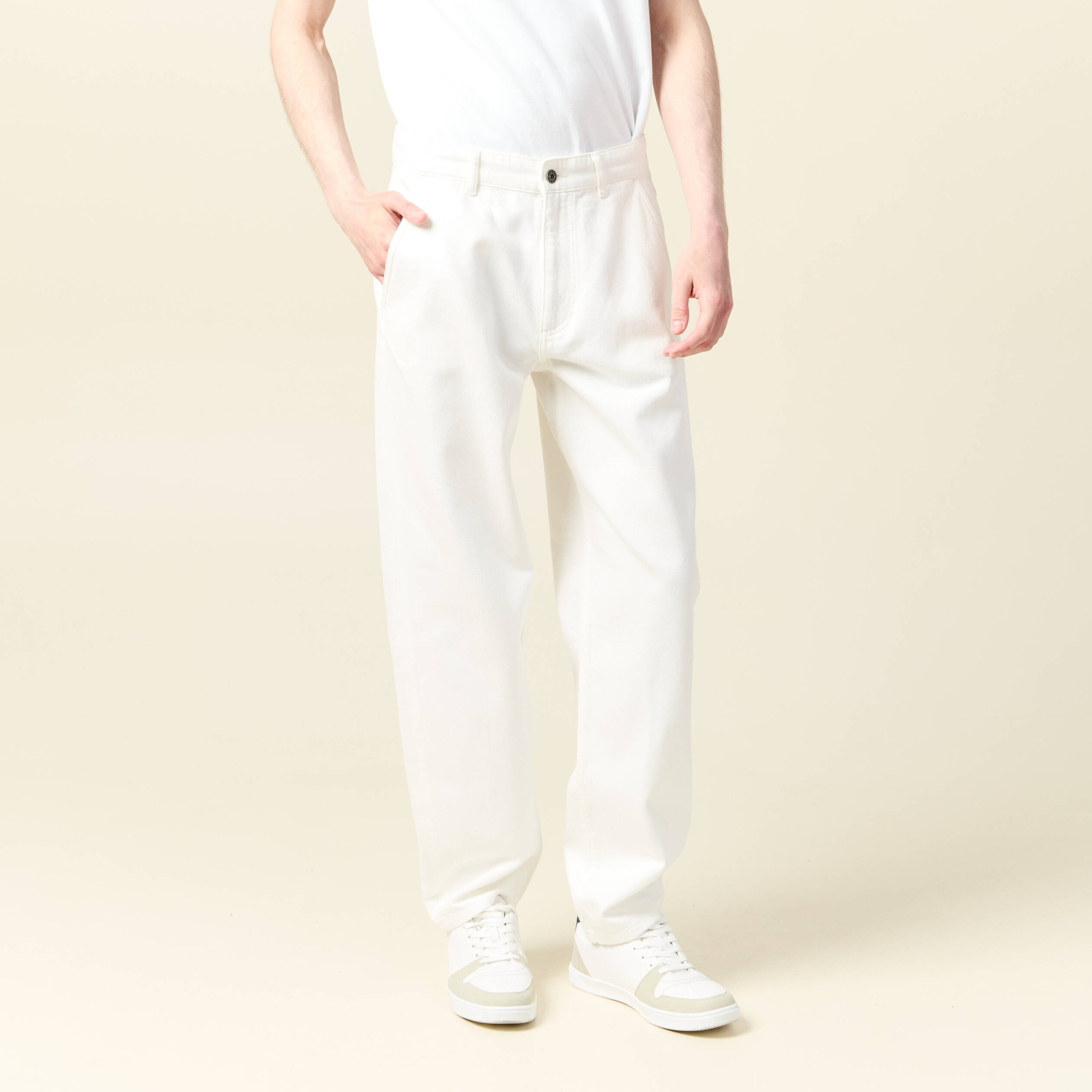 chino droit longueur 32 coton denim blanc homme Chino droit longueur 32 coton denim blanc homme