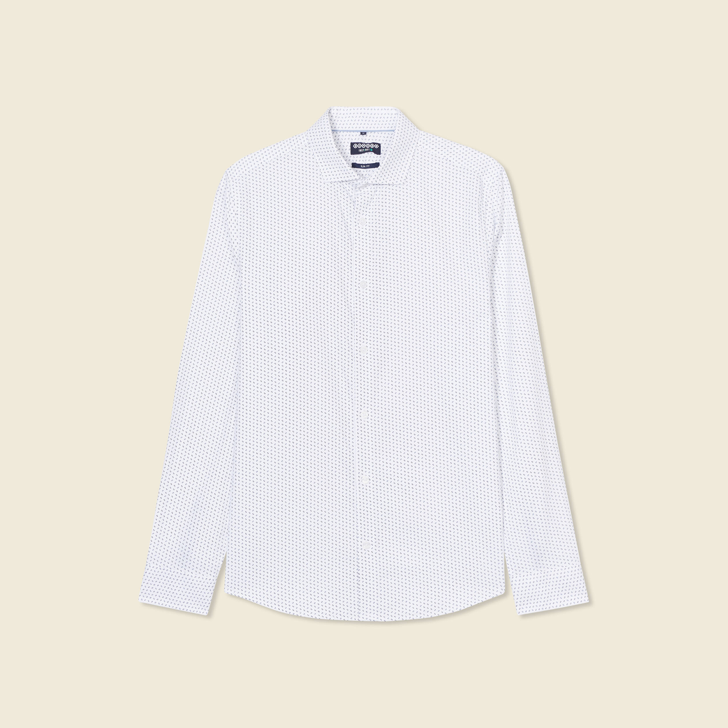 Chemise cintr&eacute;e en coton manches longues blanc homme