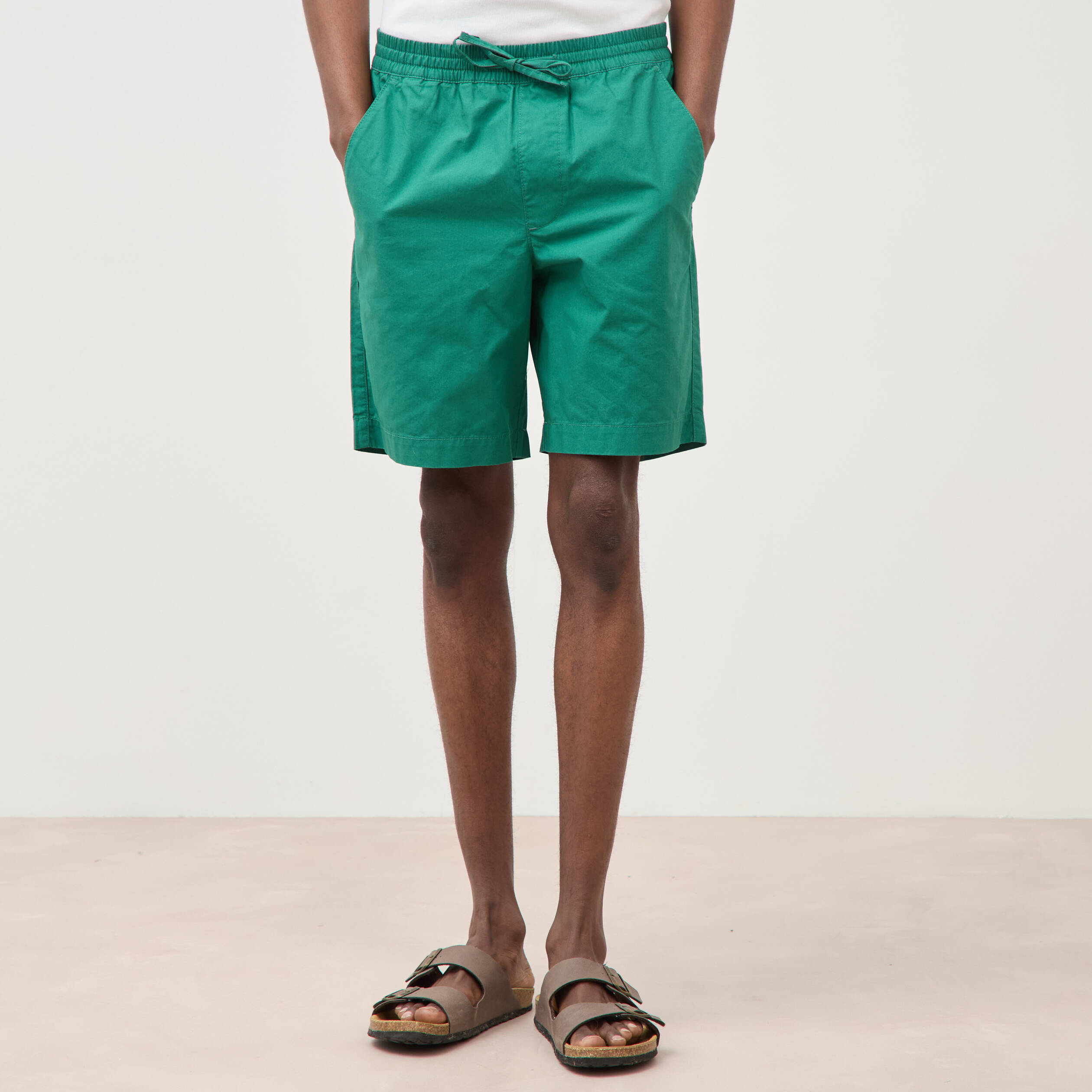 Bermuda en coton vert &eacute;meraude homme