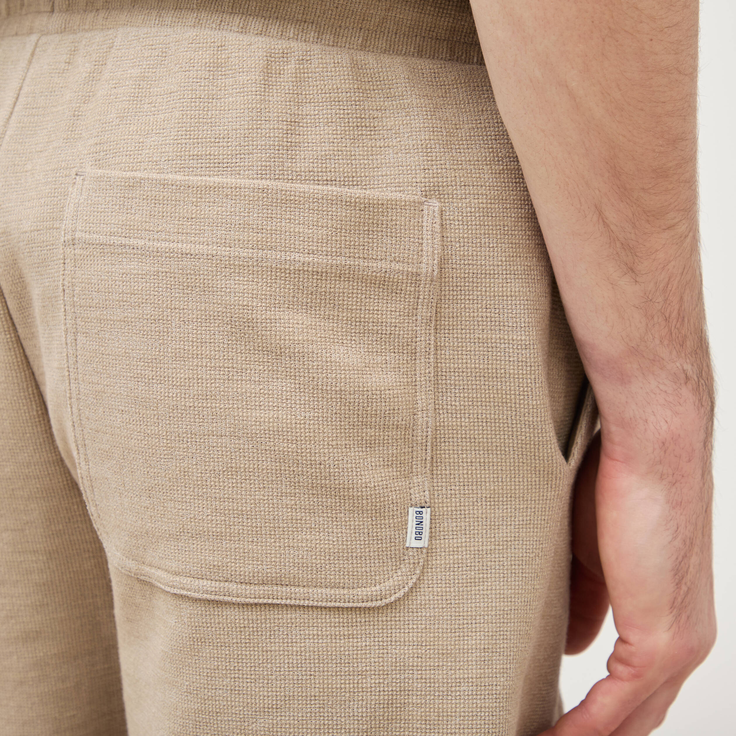 Short droit avec cordon beige homme