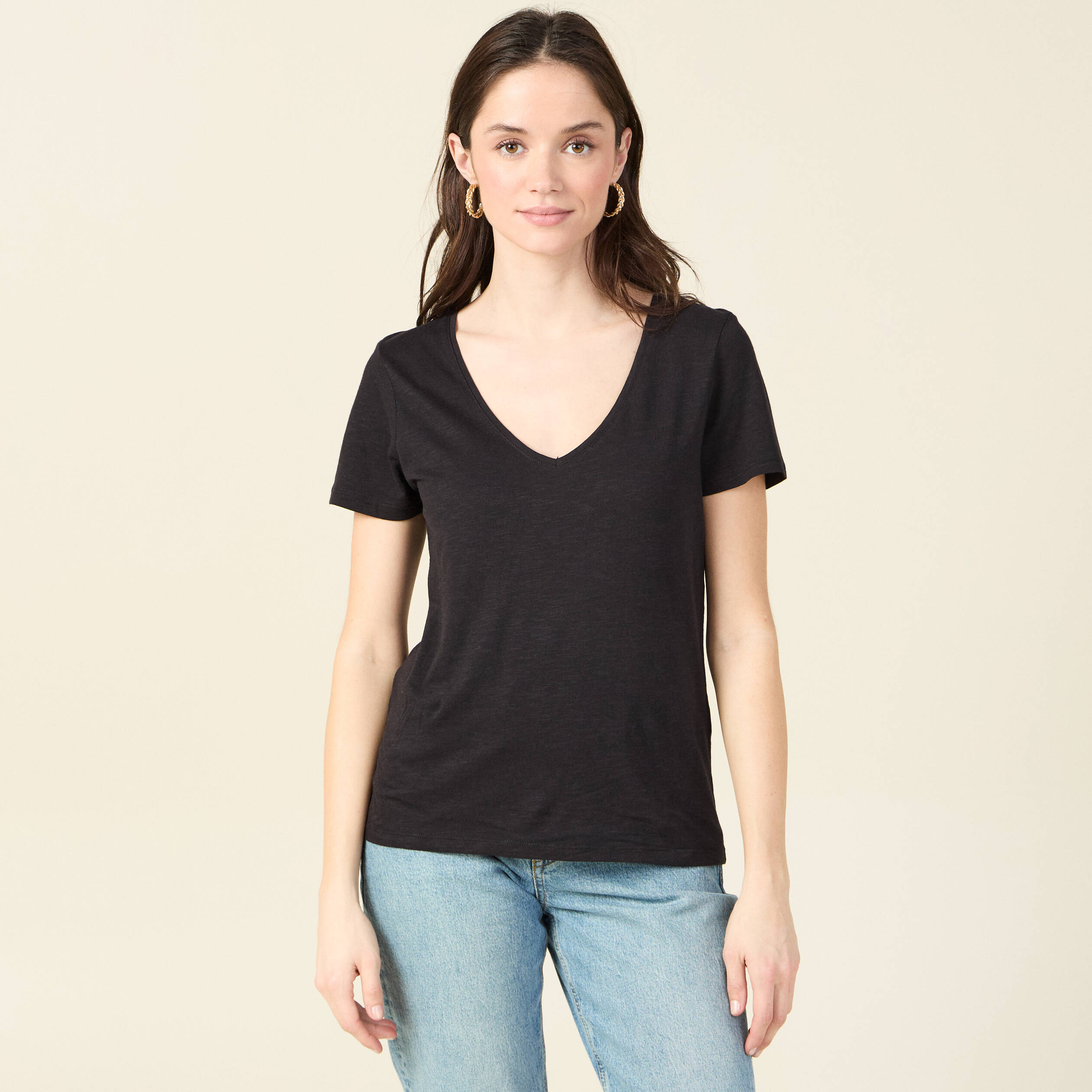 T-shirt manches courtes noir femme