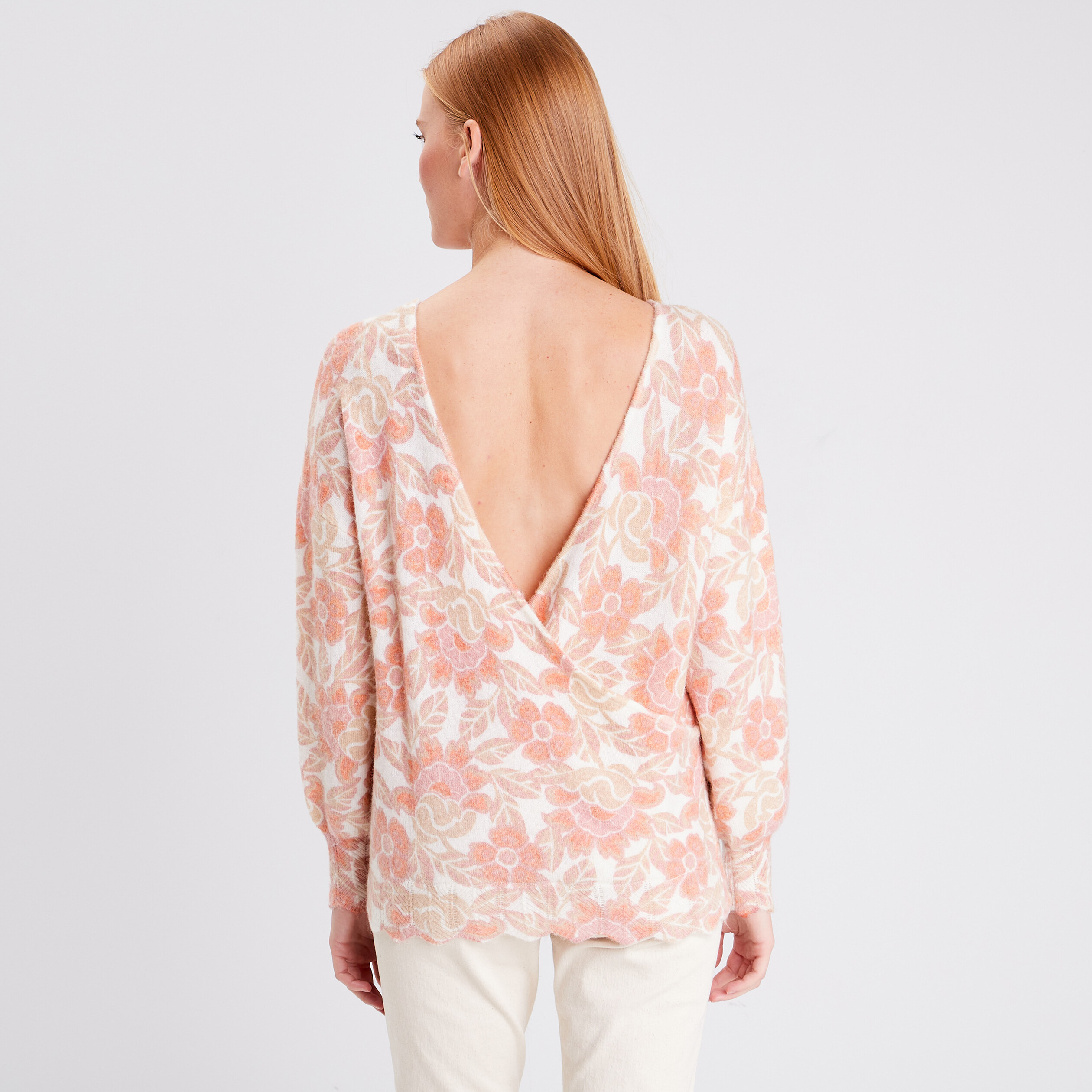 Pull manches longues rose femme