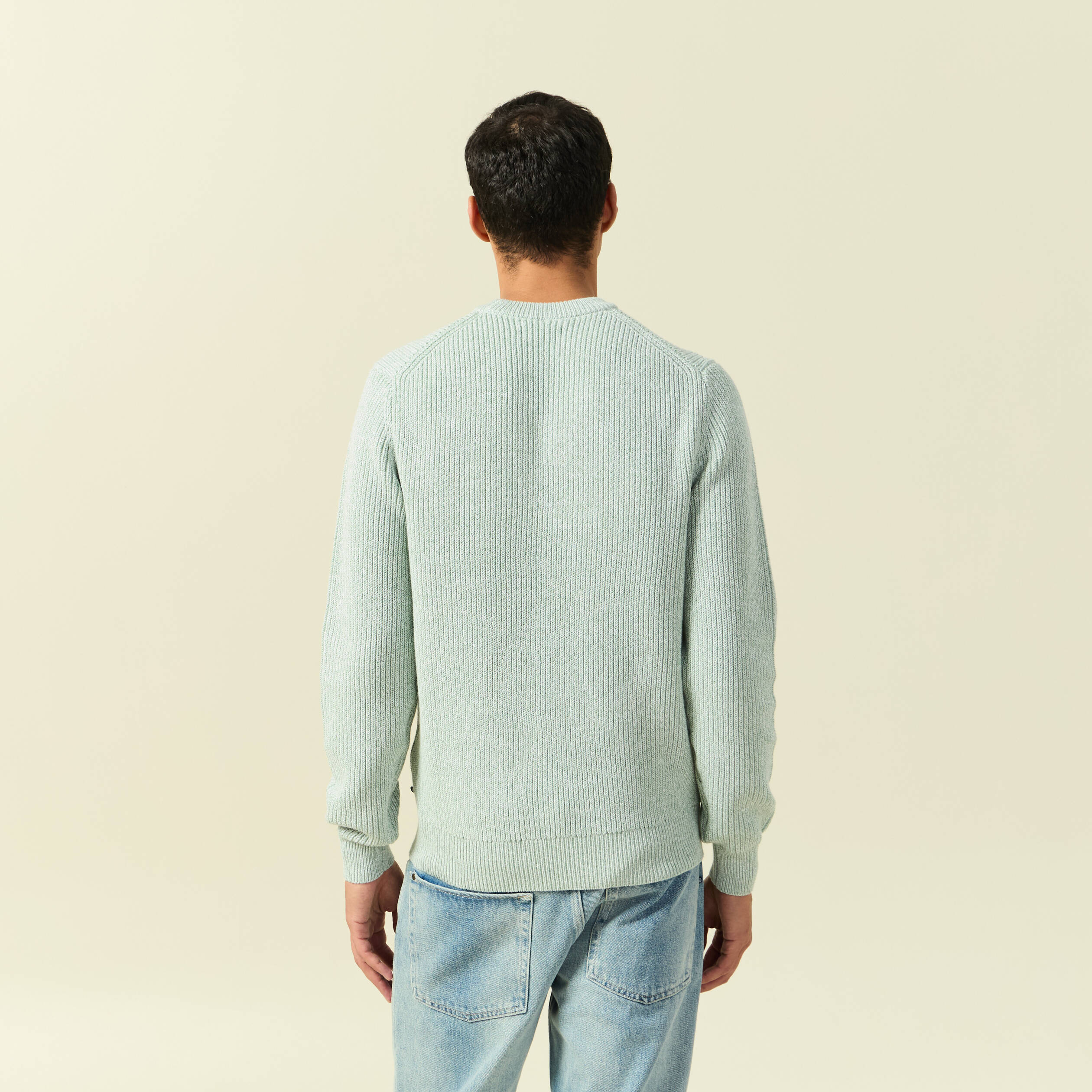 Pull manches longues vert pastel homme