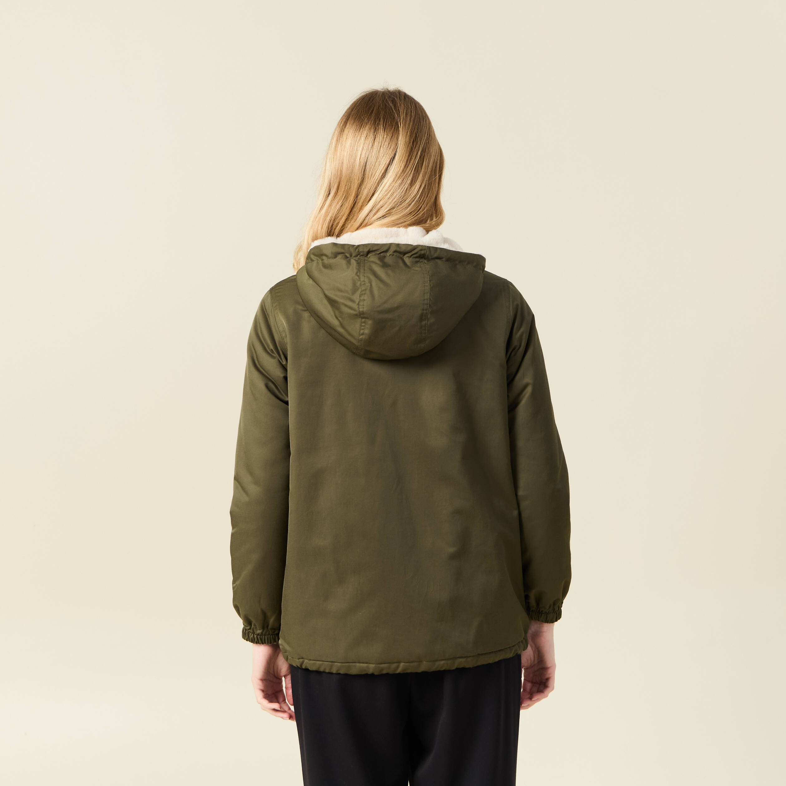 Parka r&eacute;versible vert kaki femme