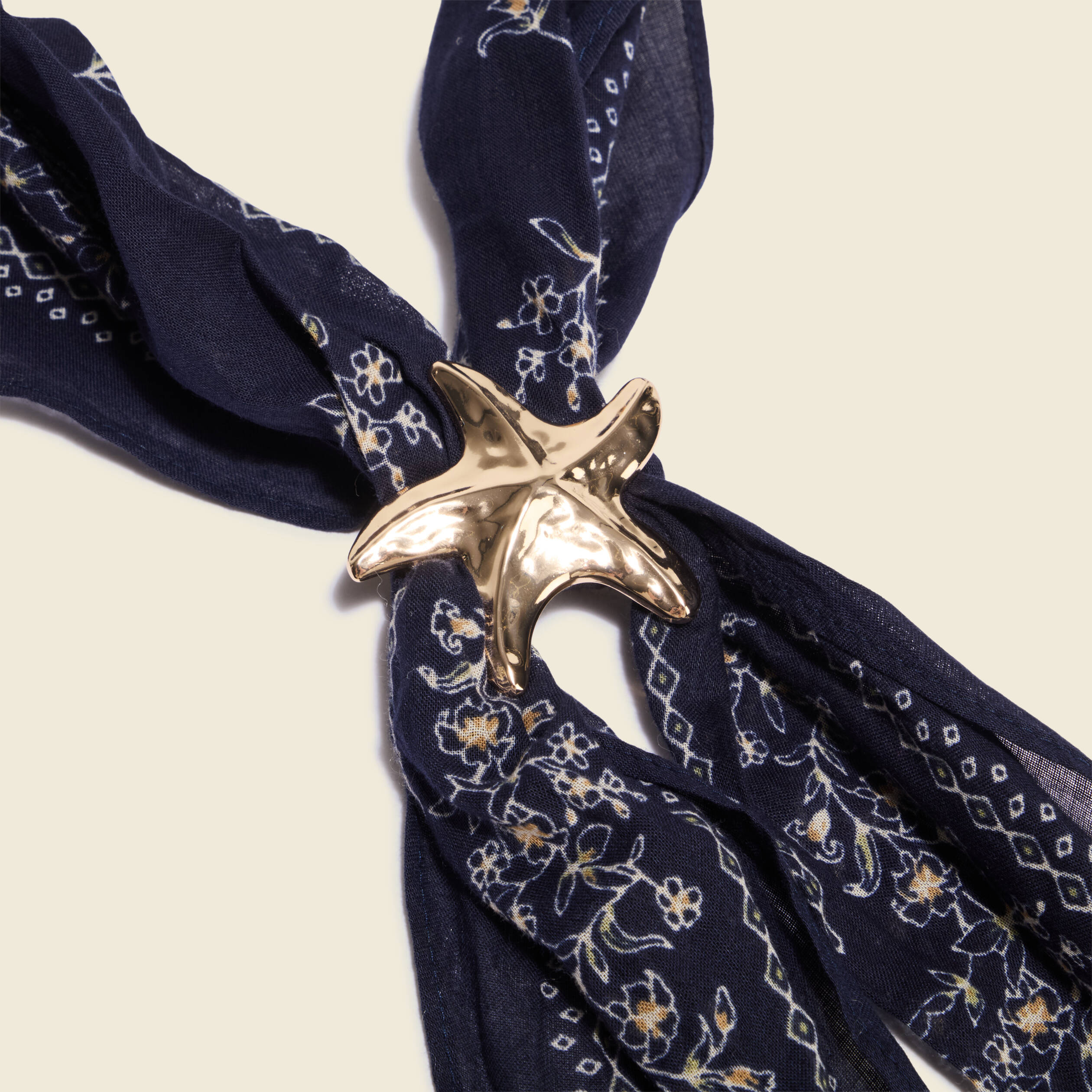 Foulard en coton bleu marine femme