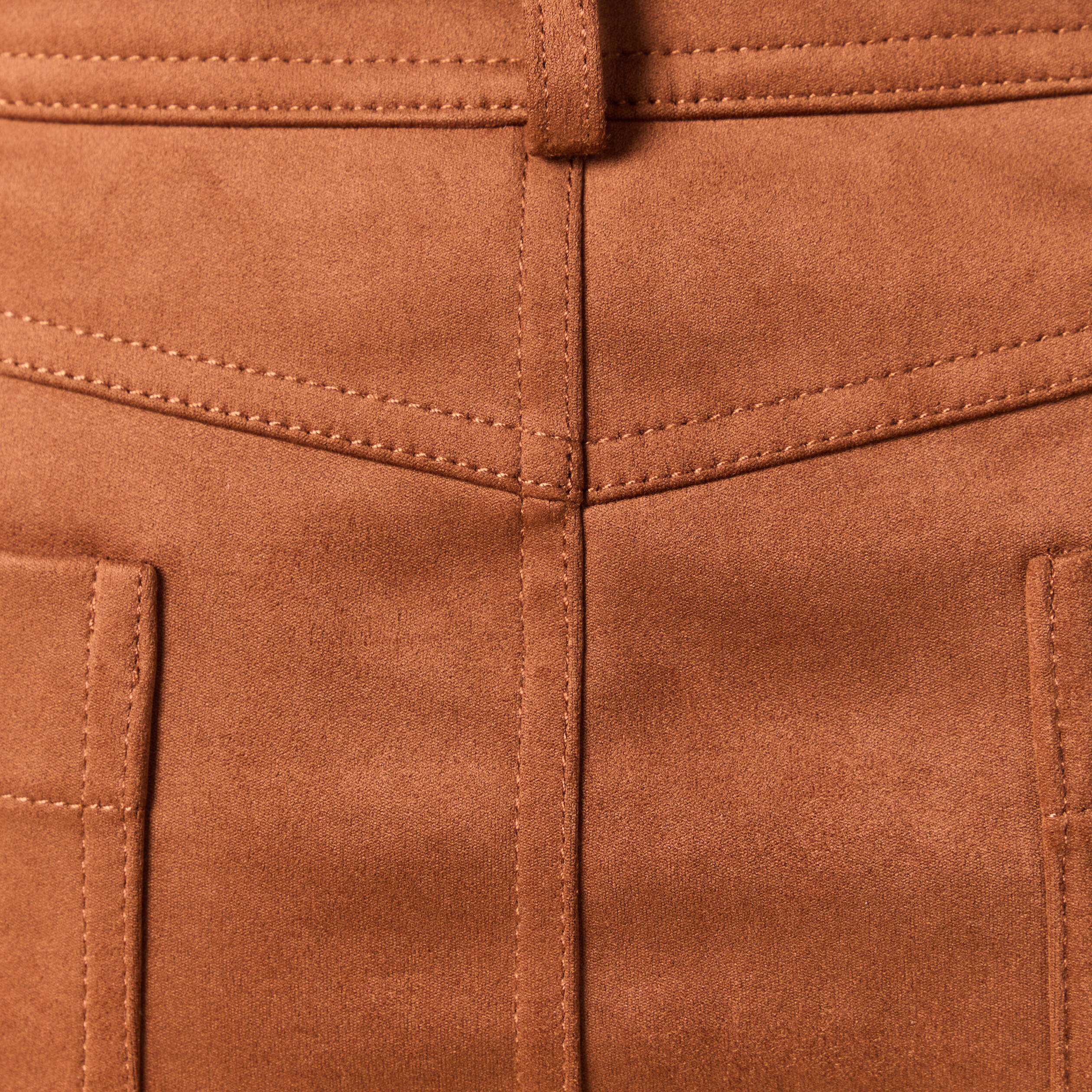 Mini-jupe droite doubl&eacute;e marron clair femme