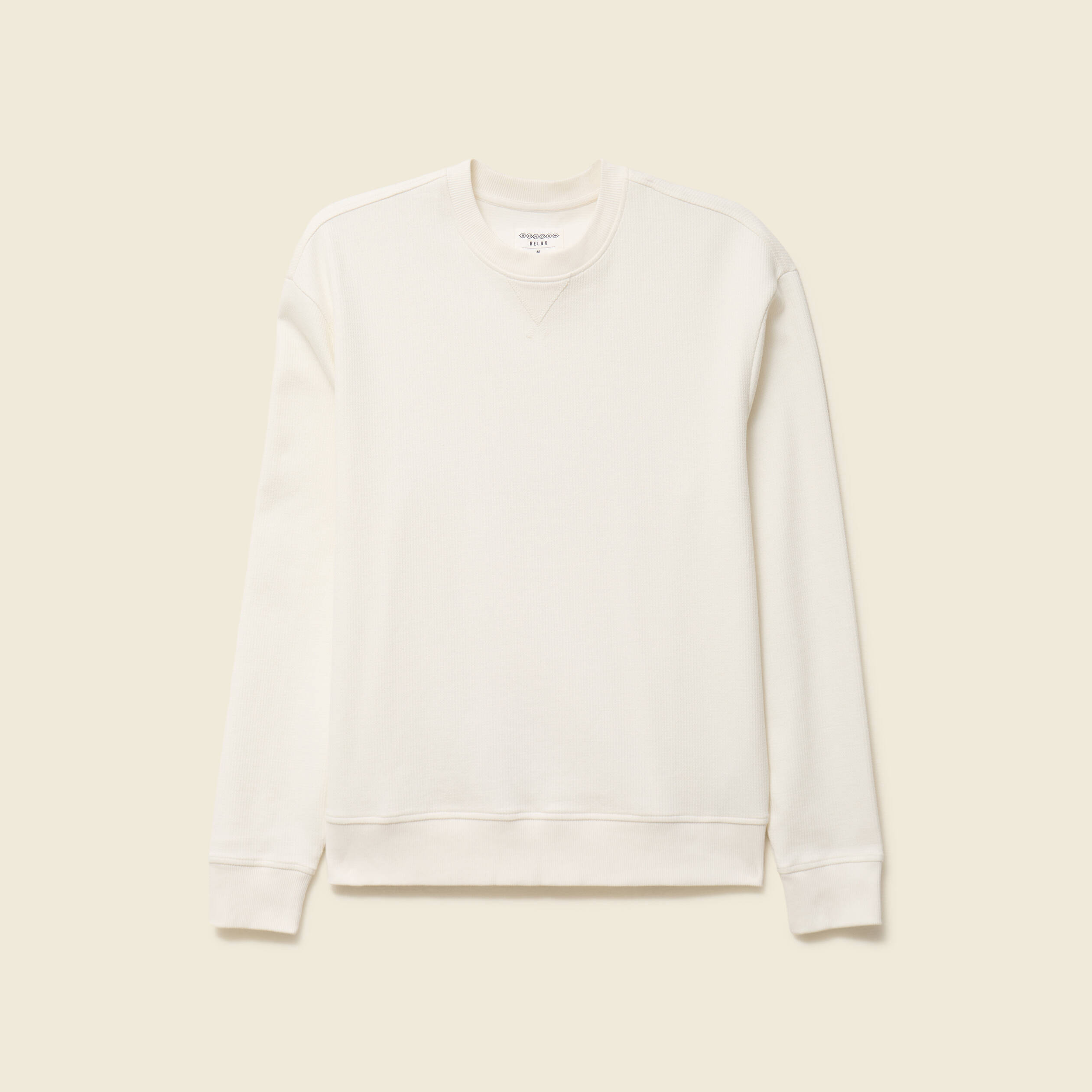 Sweat manches longues col rond ecru homme