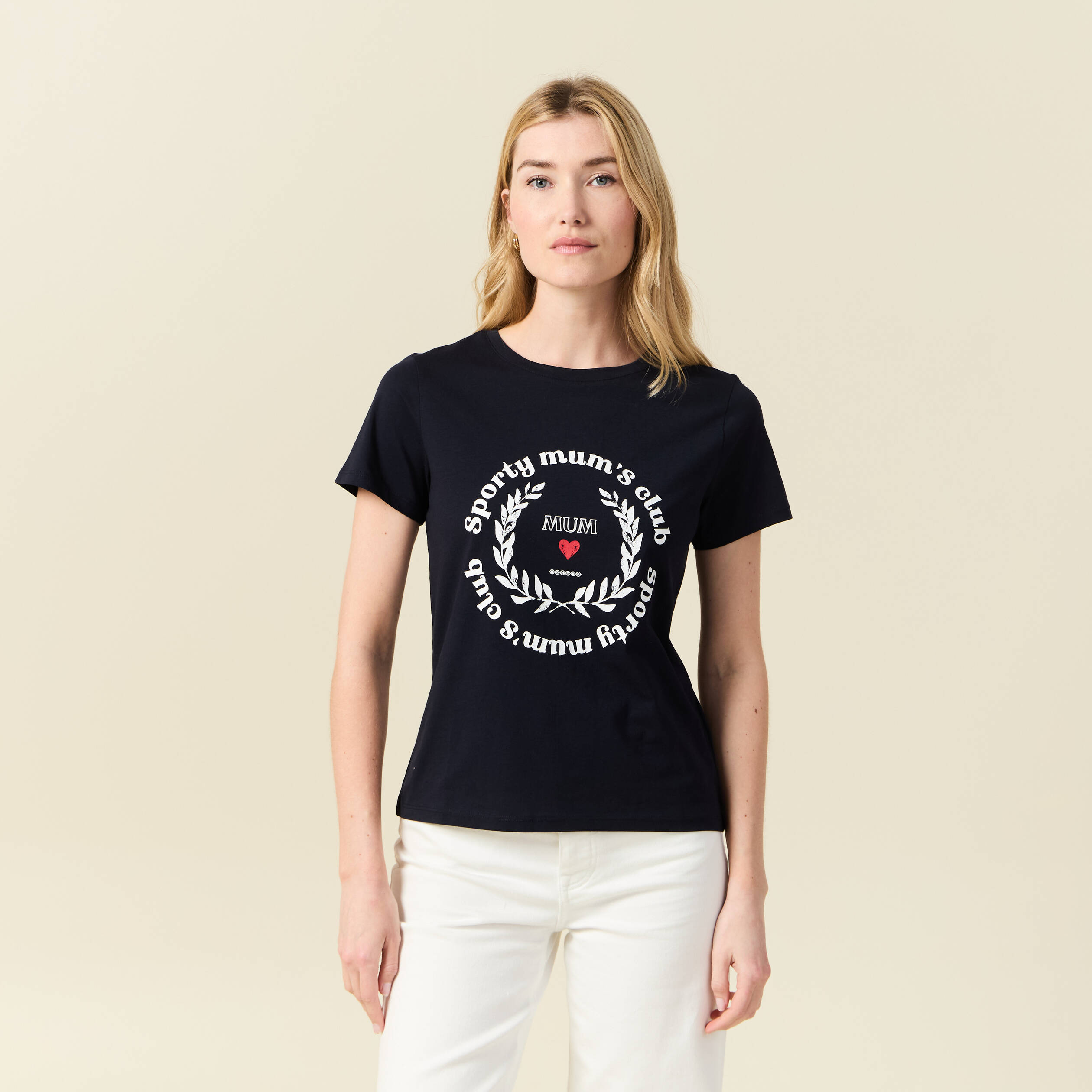 T-shirt manches courtes bleu marine femme