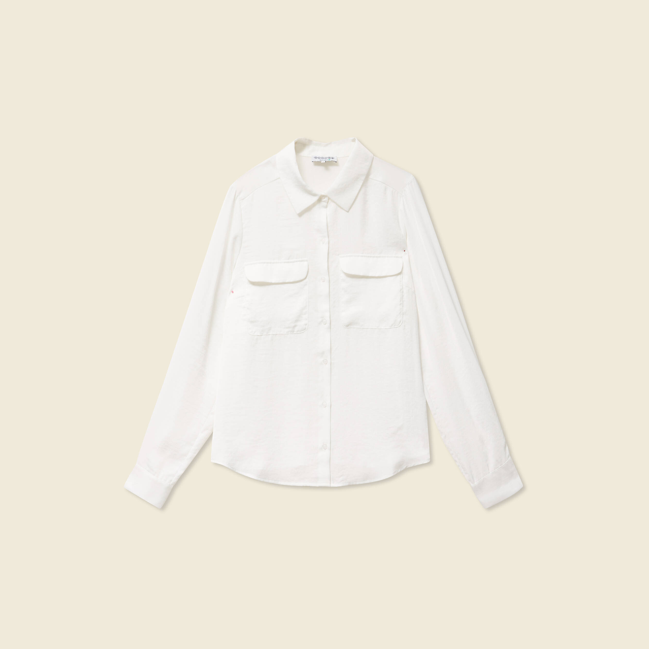 Chemise manches longues satin ecru femme