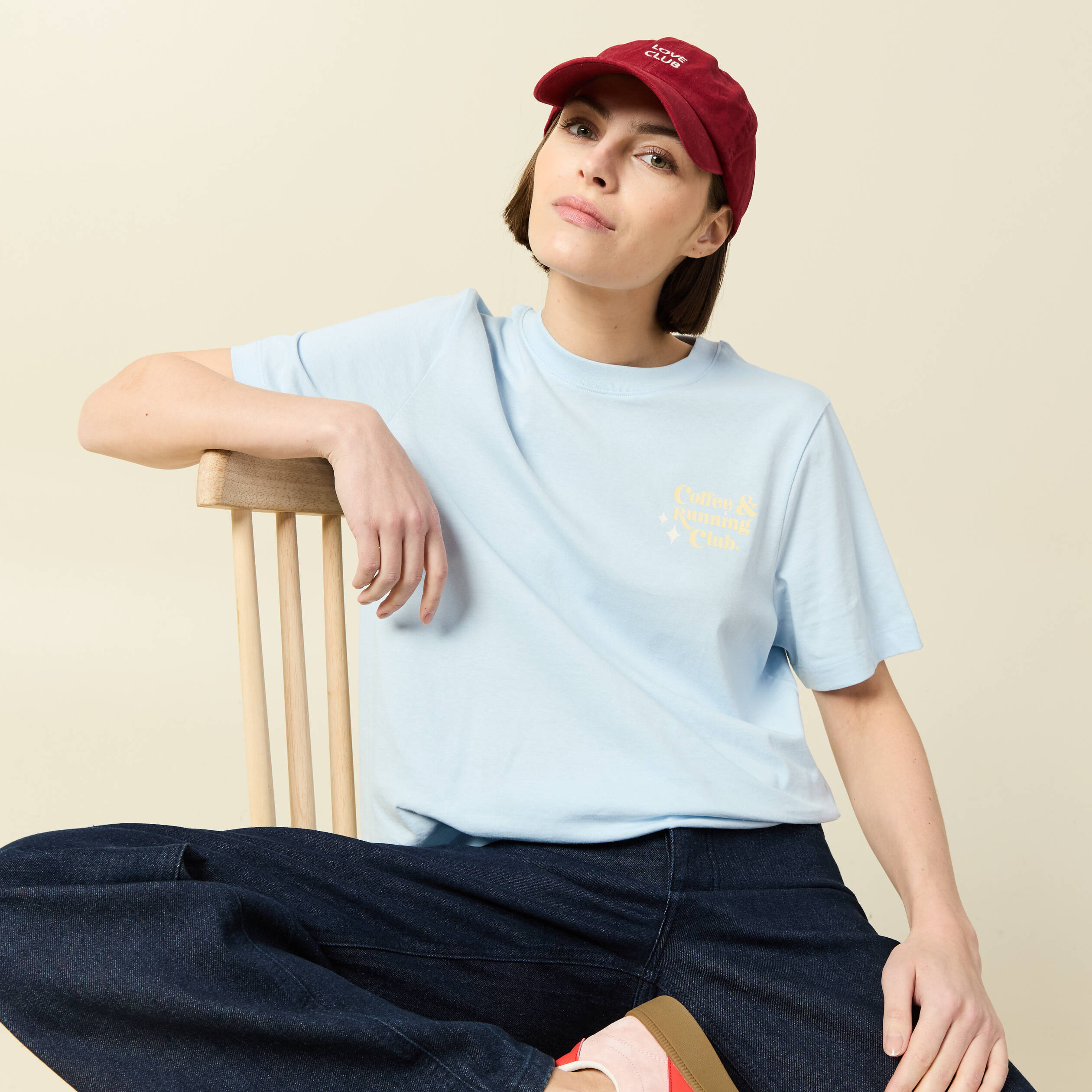 T-shirt en coton bleu clair femme