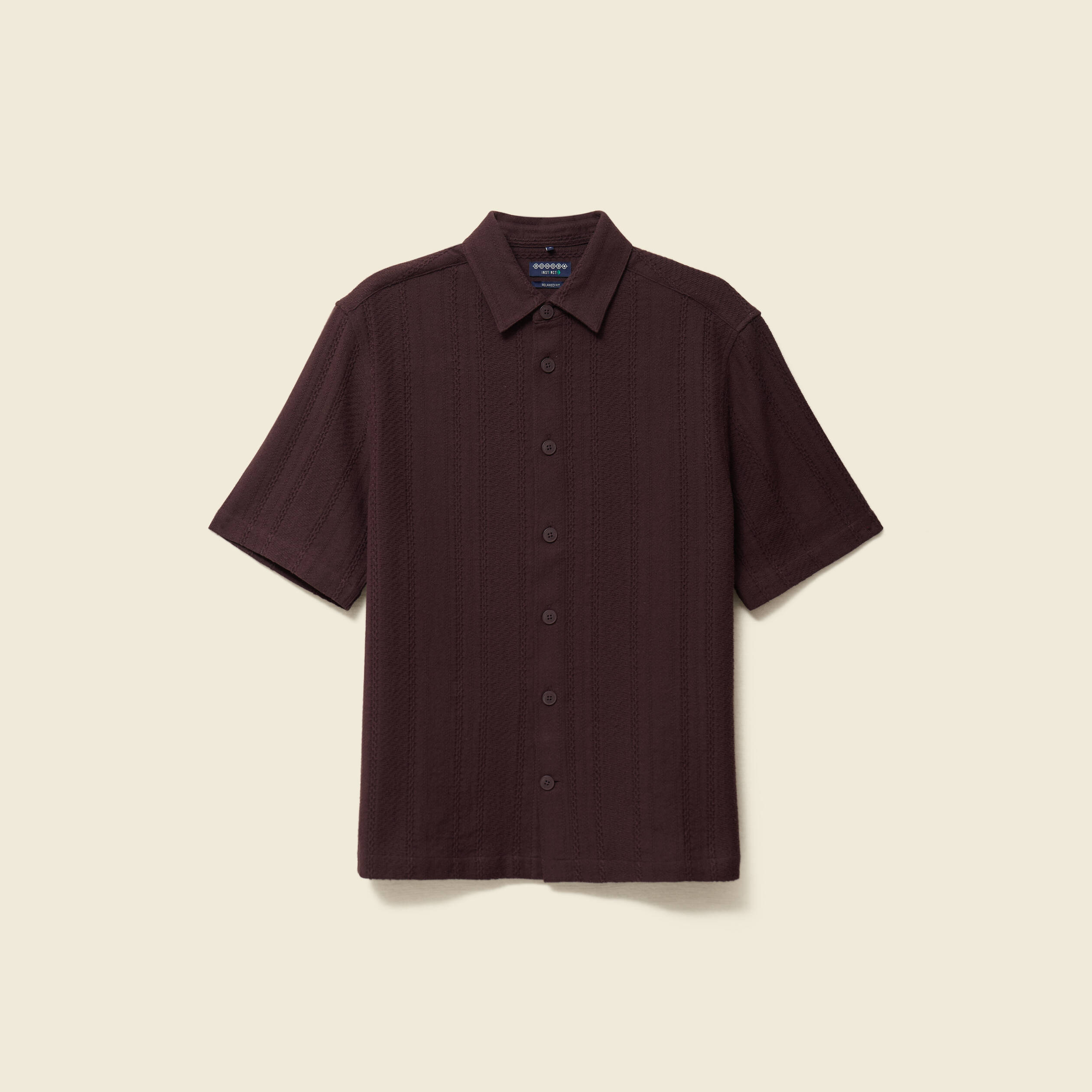Chemise boyfriend manches courtes marron fonc&eacute; homme