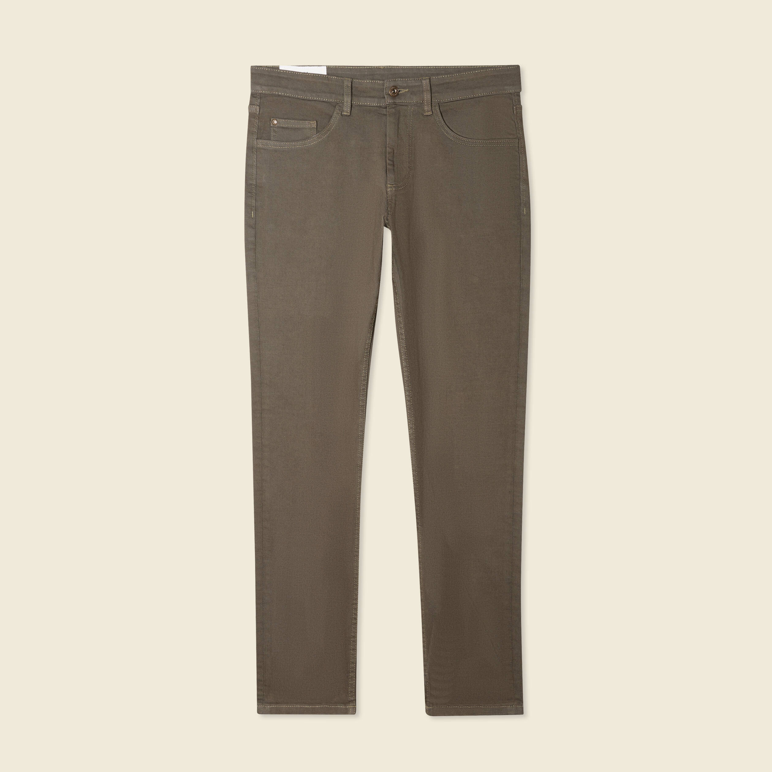 jeans slim 5 poches vert kaki homme Jeans slim 5 poches vert kaki homme
