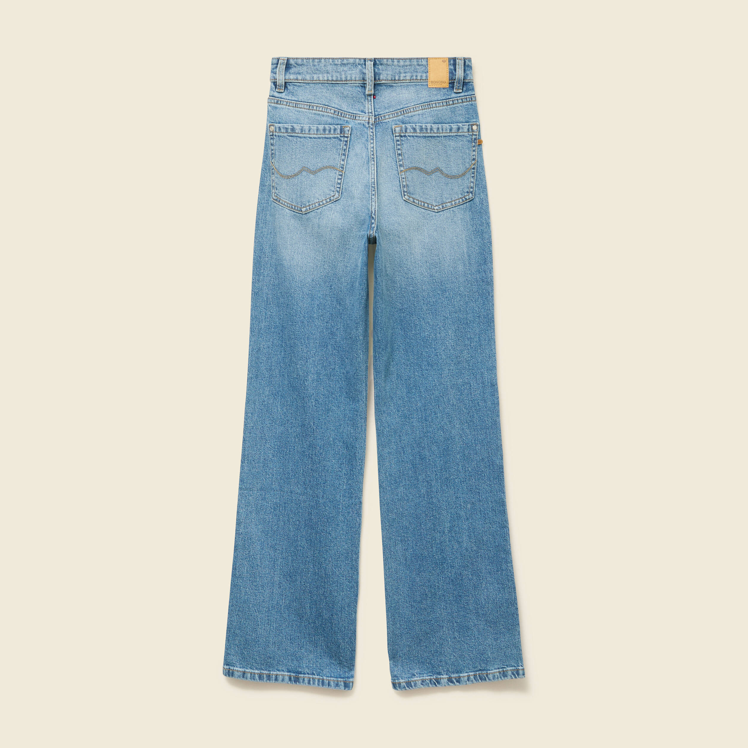 Jeans large taille haute denim stone femme