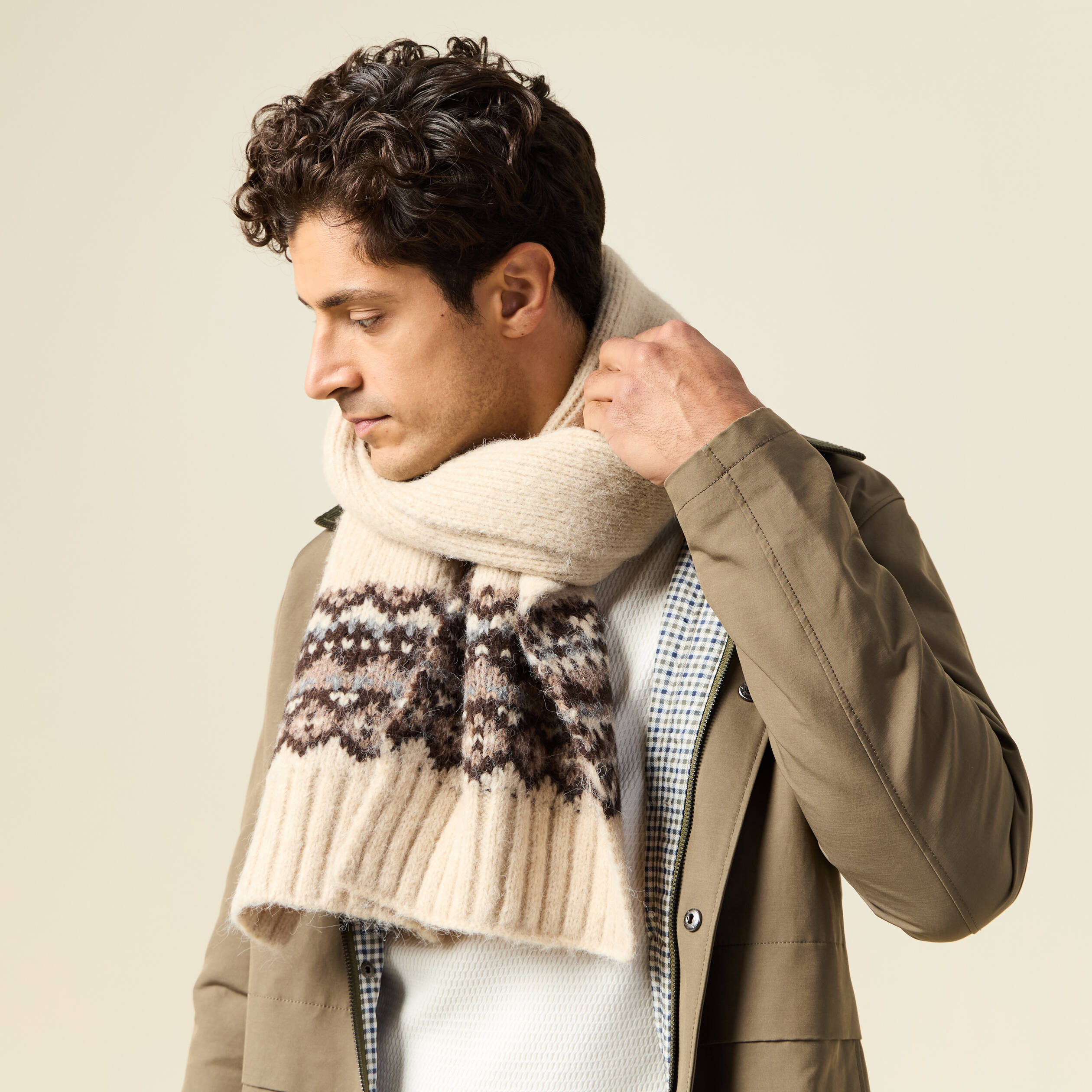 &Eacute;charpe d&eacute;tails jacquard ecru homme