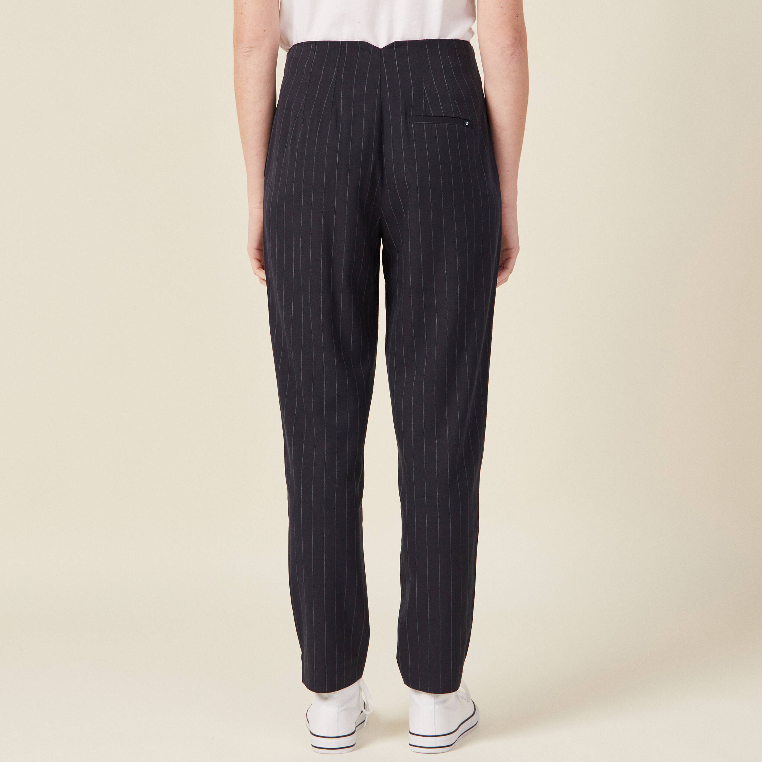 Pantalon cigarette bleu femme