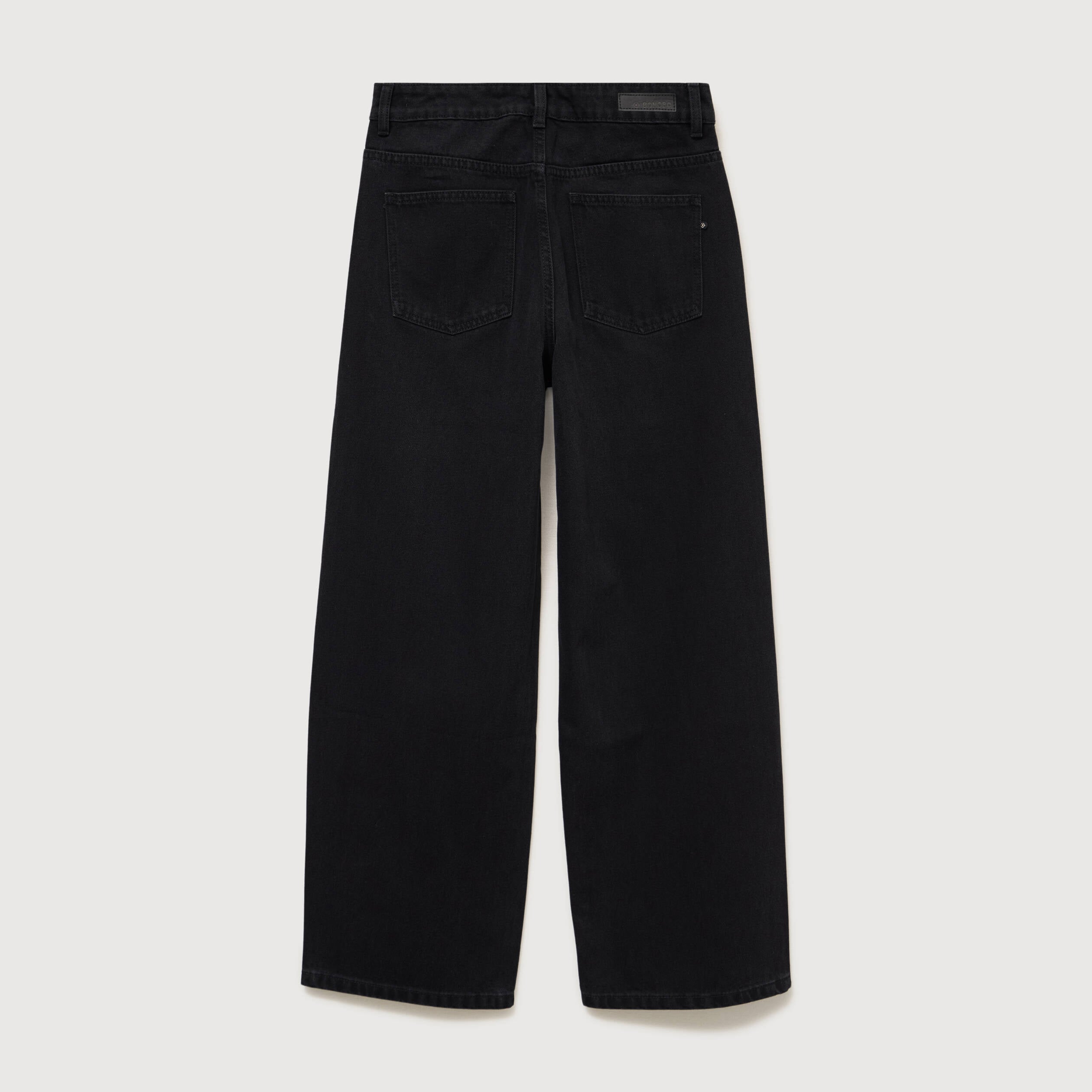 Jeans ample d&eacute;tails clout&eacute;s denim noir femme