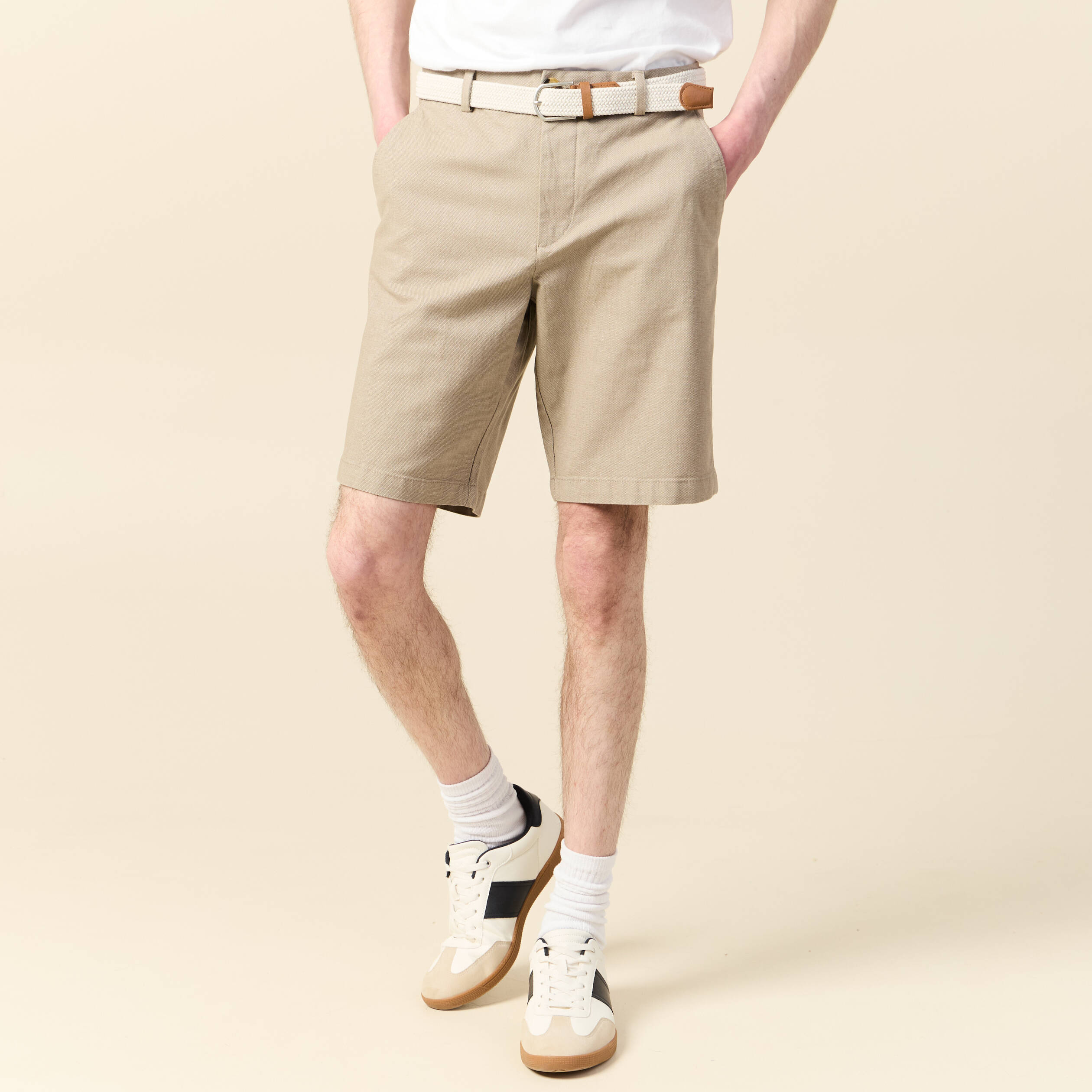 bermuda droit chino ceinture sable homme Bermuda droit chino ceinture sable homme