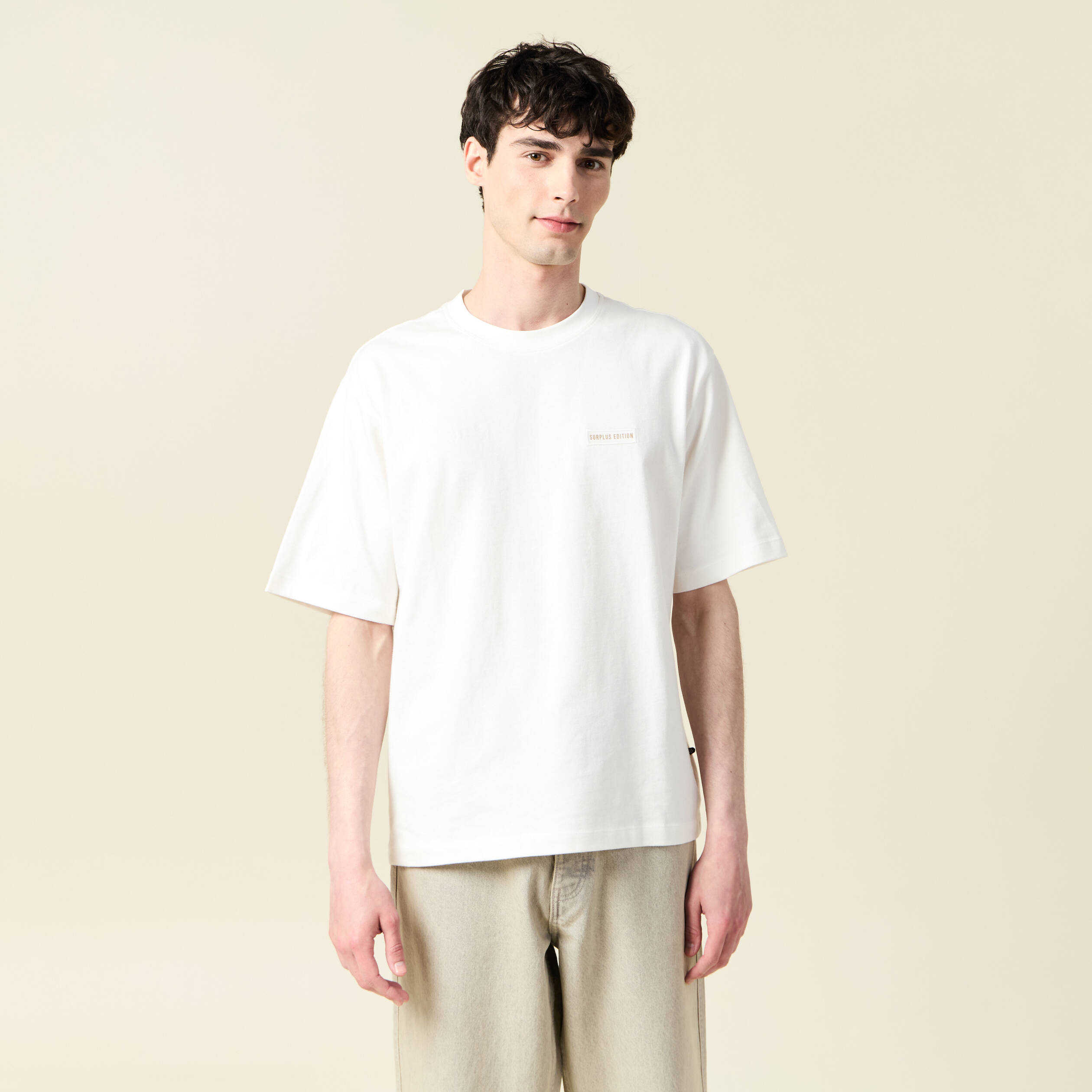 T-shirt oversize en coton ecru homme