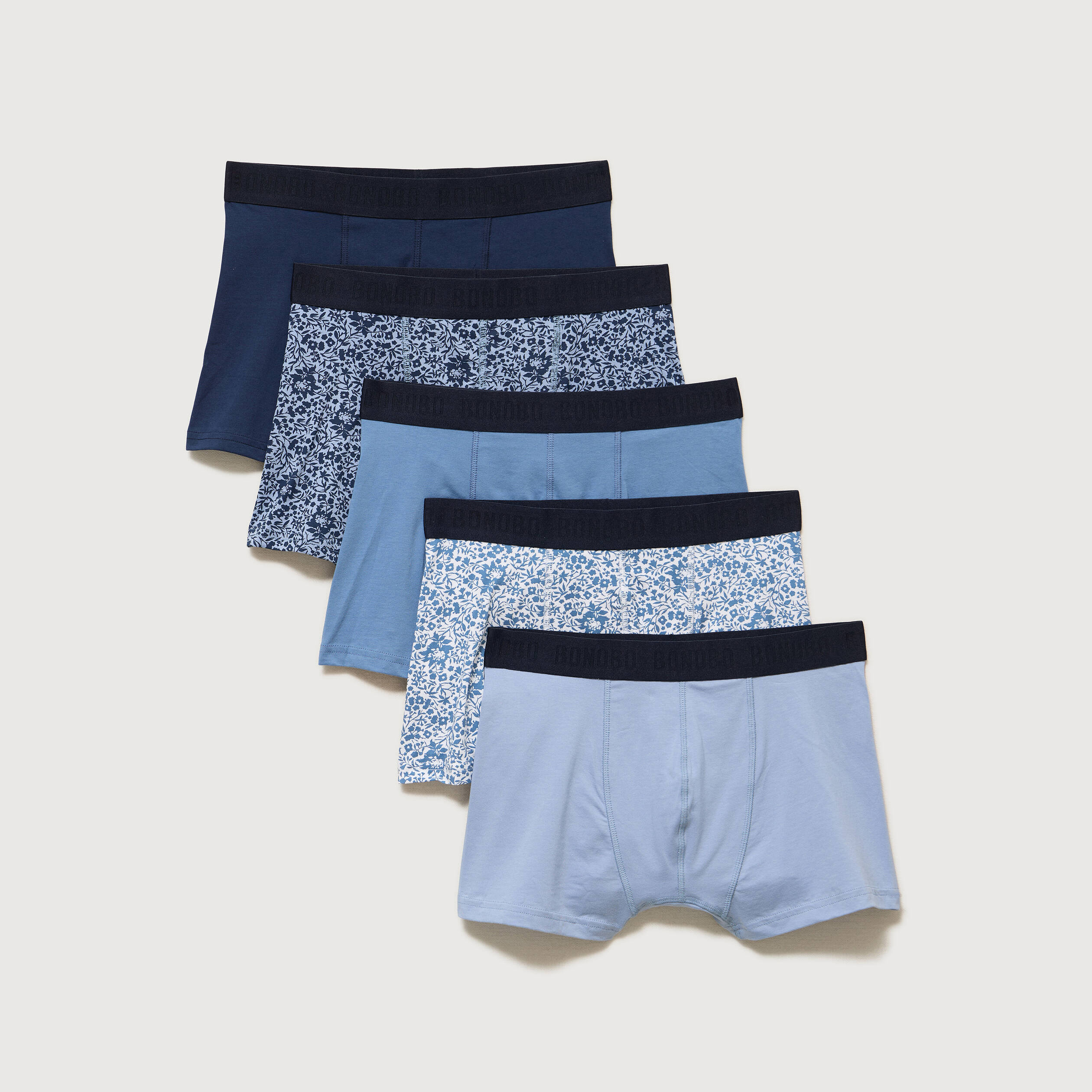 Lot de 5 boxers bleu gris homme