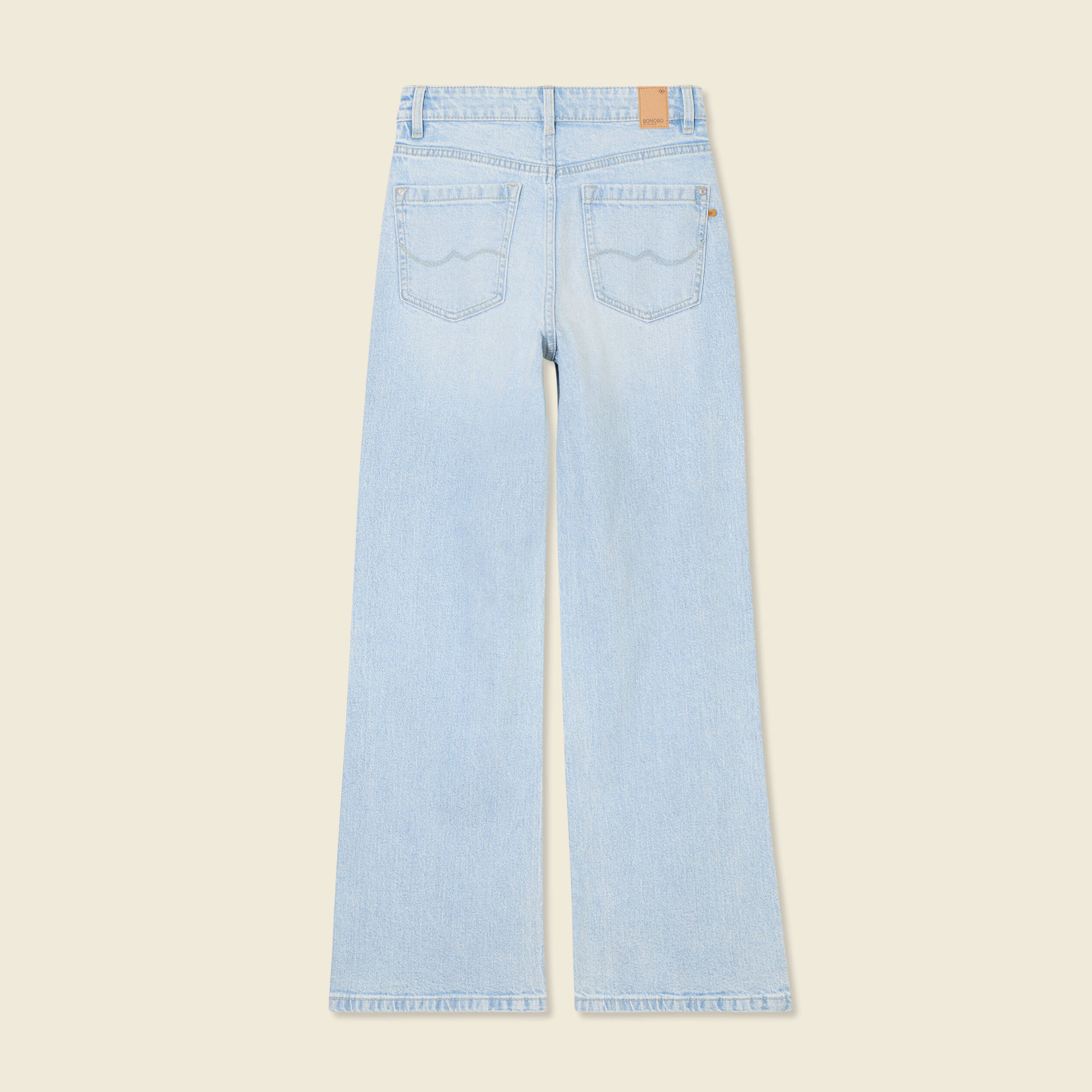 Jeans large taille haute denim bleach femme