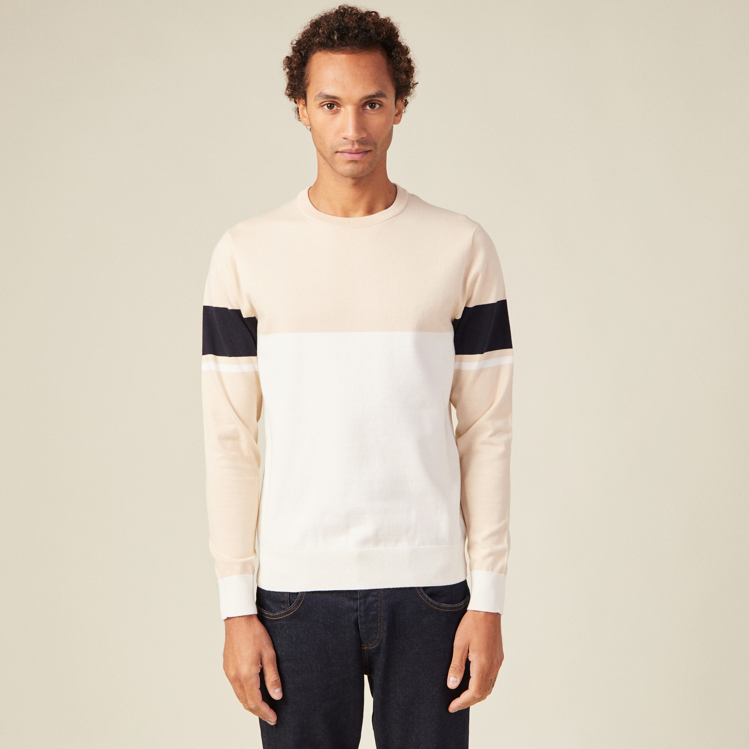 Pull éco-responsable ecru homme