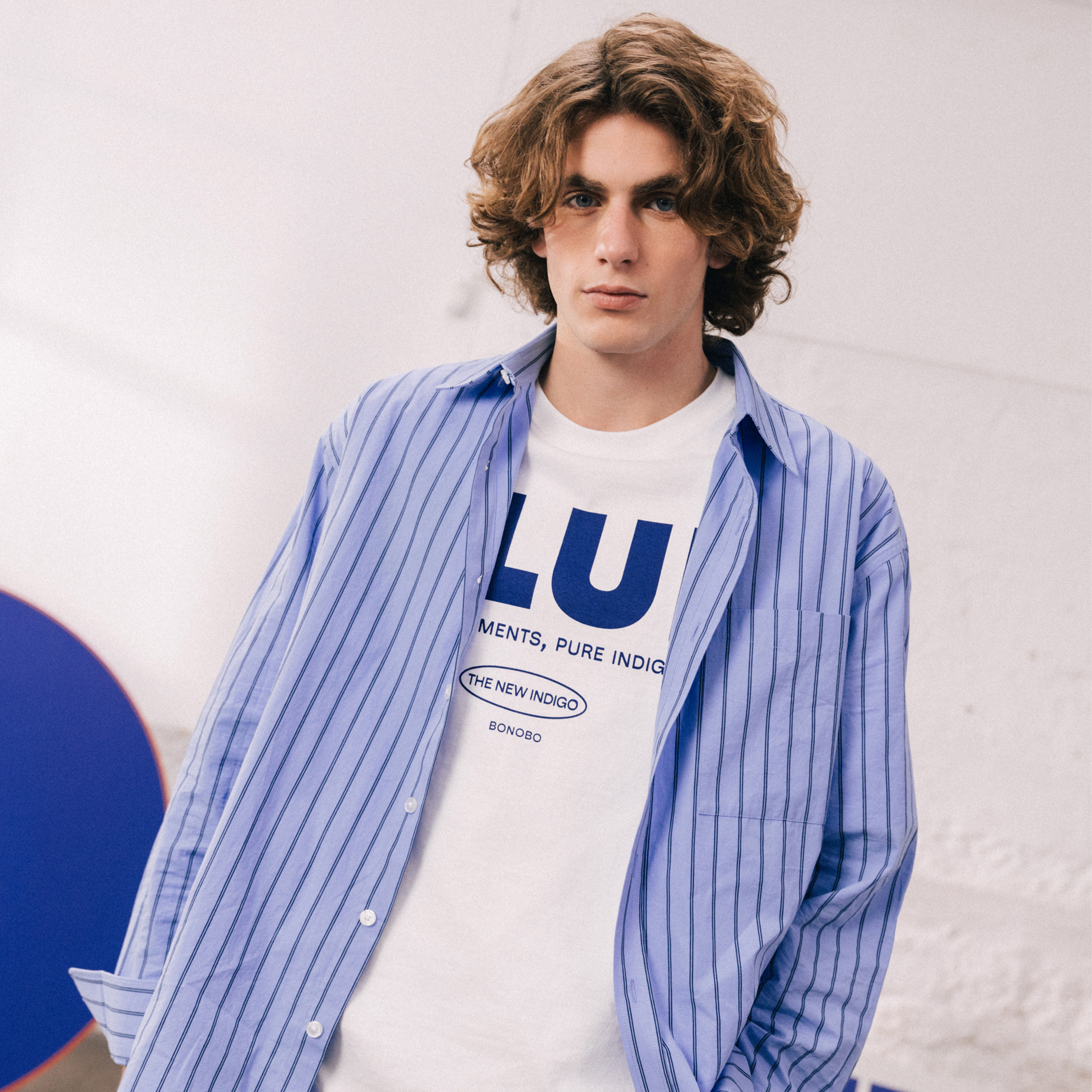 Chemise boyfriend en coton bleu ciel homme
