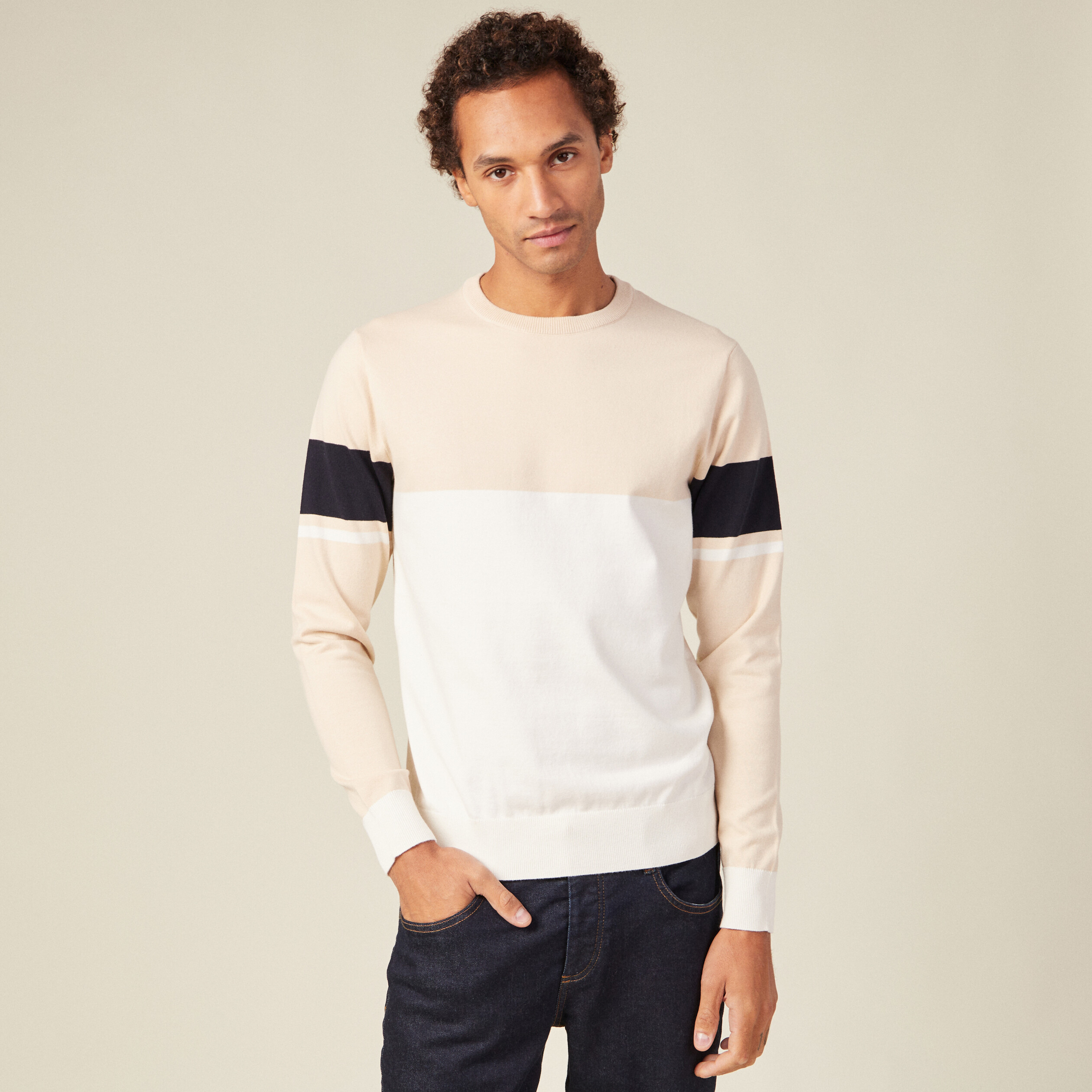 Pull éco-responsable ecru homme