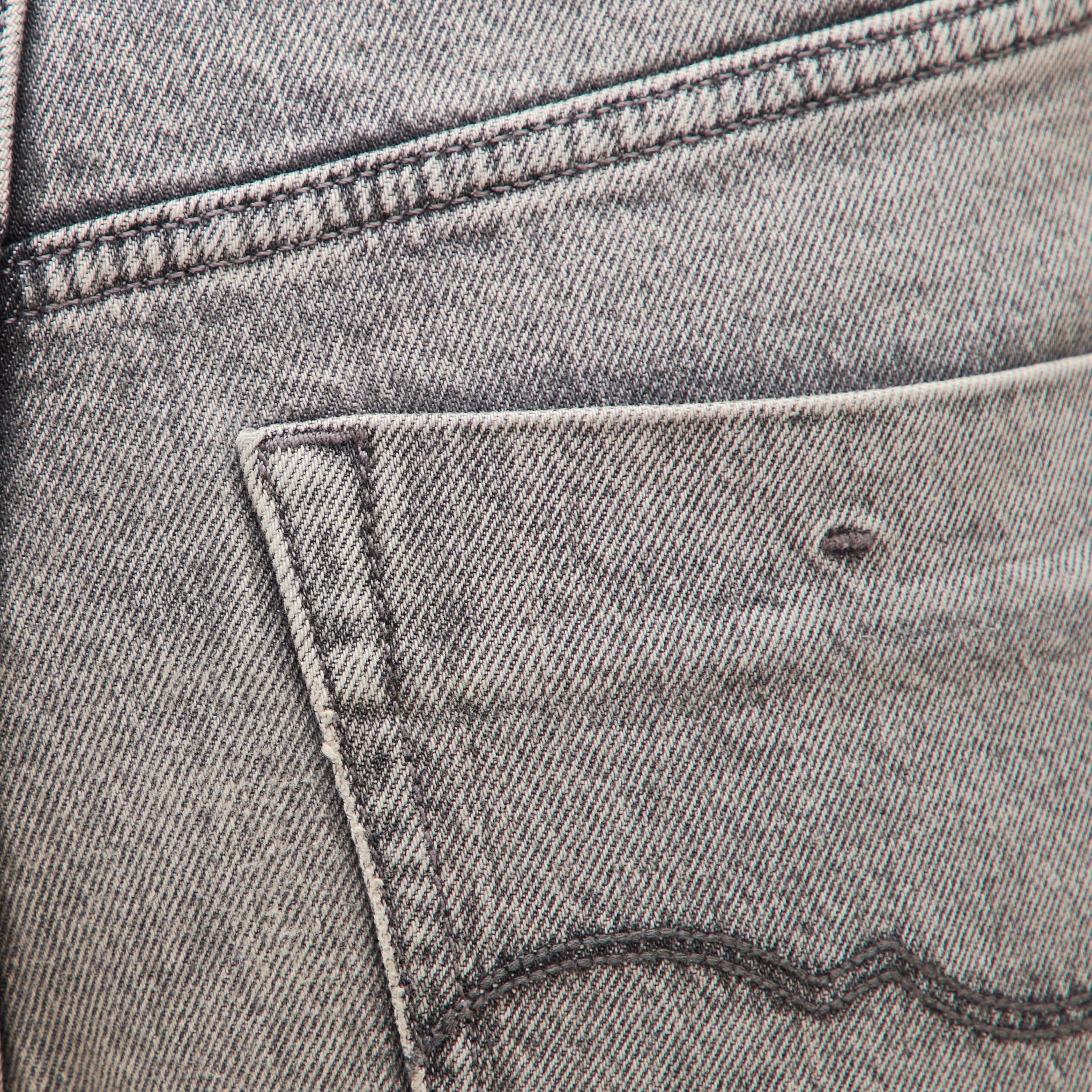 Jeans mom 7/8&egrave;me denim gris femme
