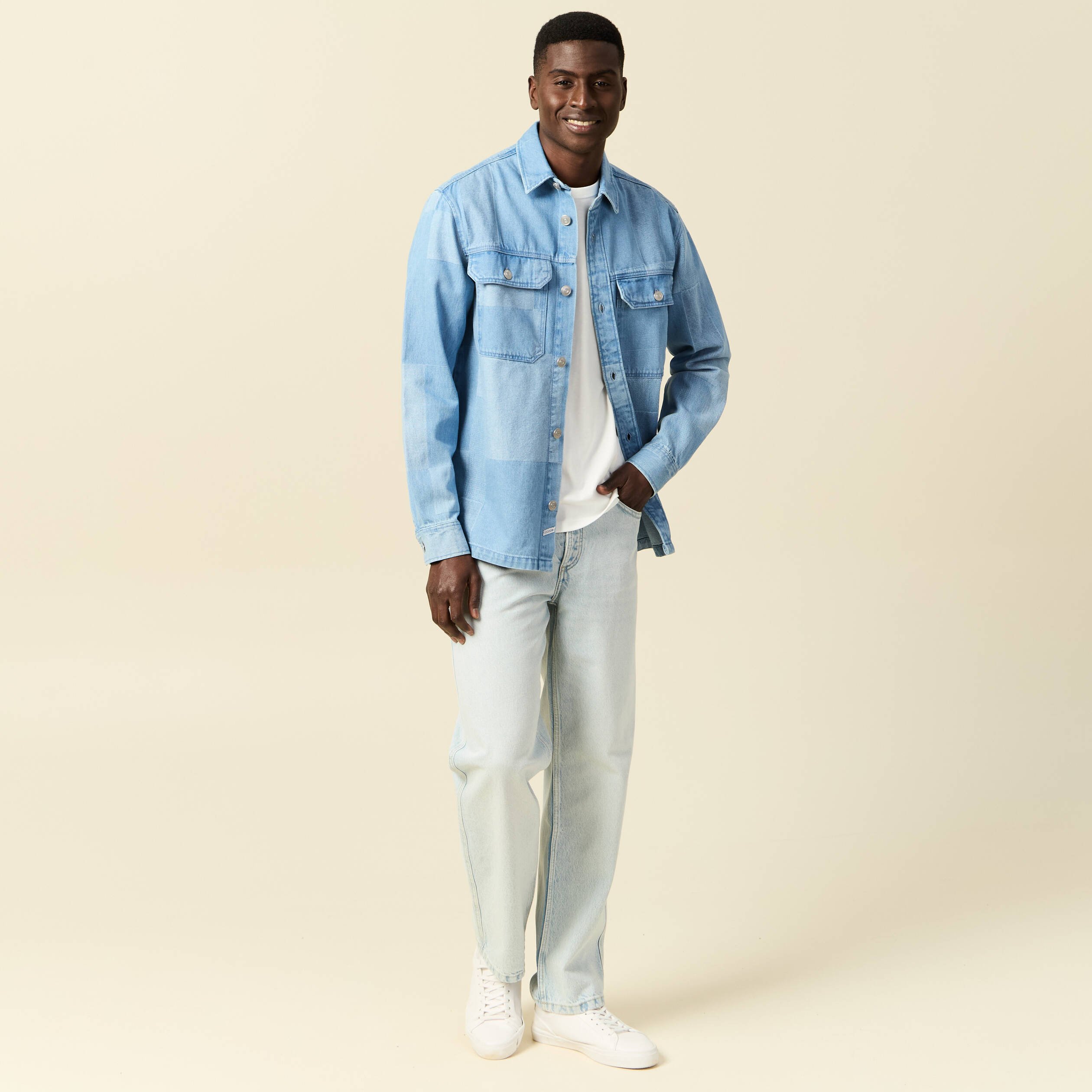 jeans large 5 poches denim snow bleach homme Jeans large 5 poches denim snow bleach homme