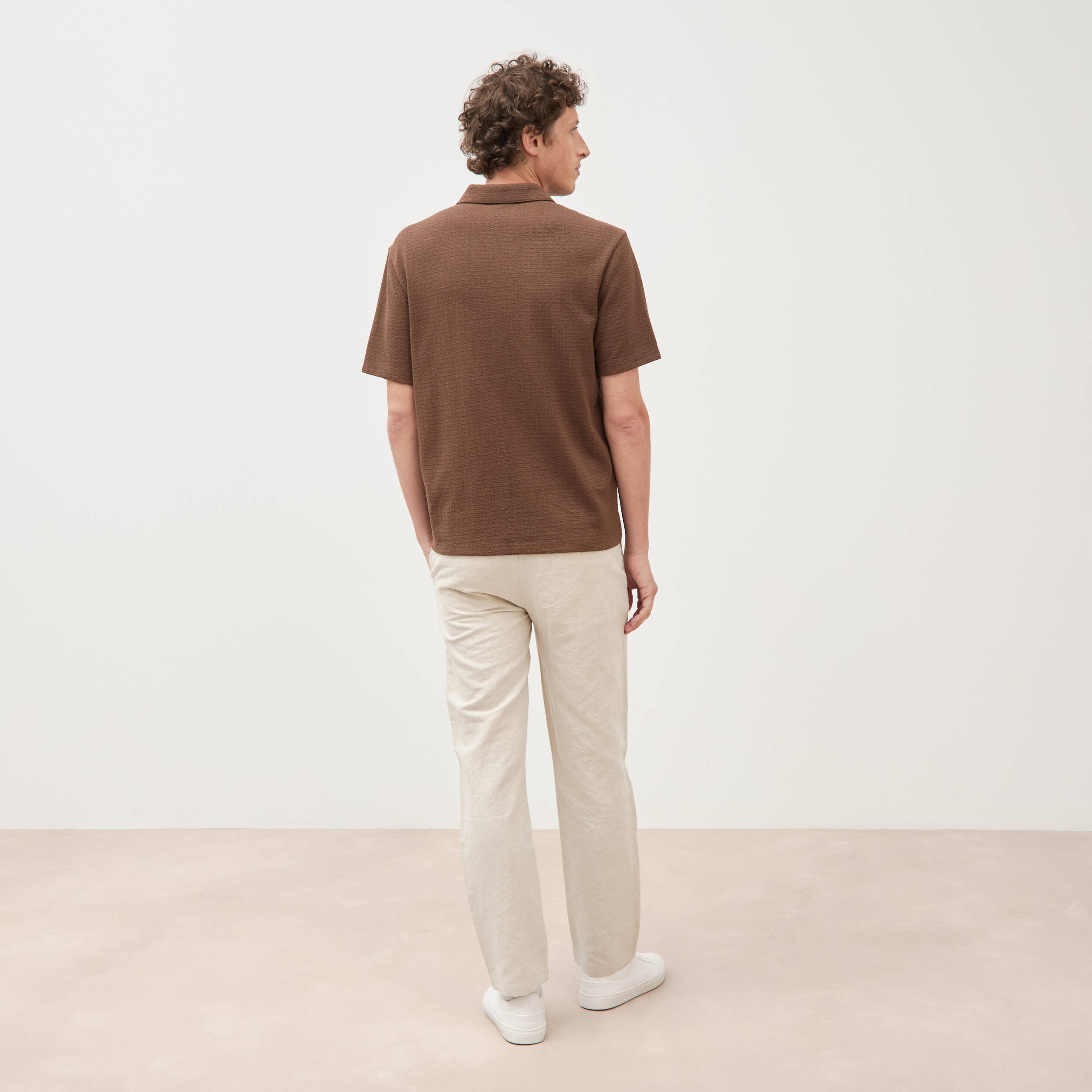 Polo manches courtes taupe homme