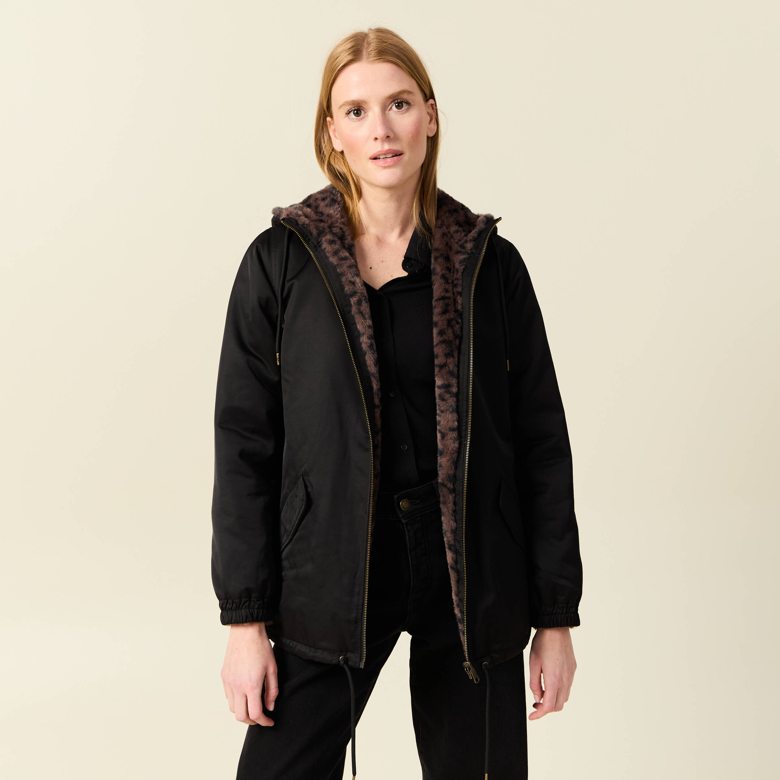 Parka r&eacute;versible noir femme