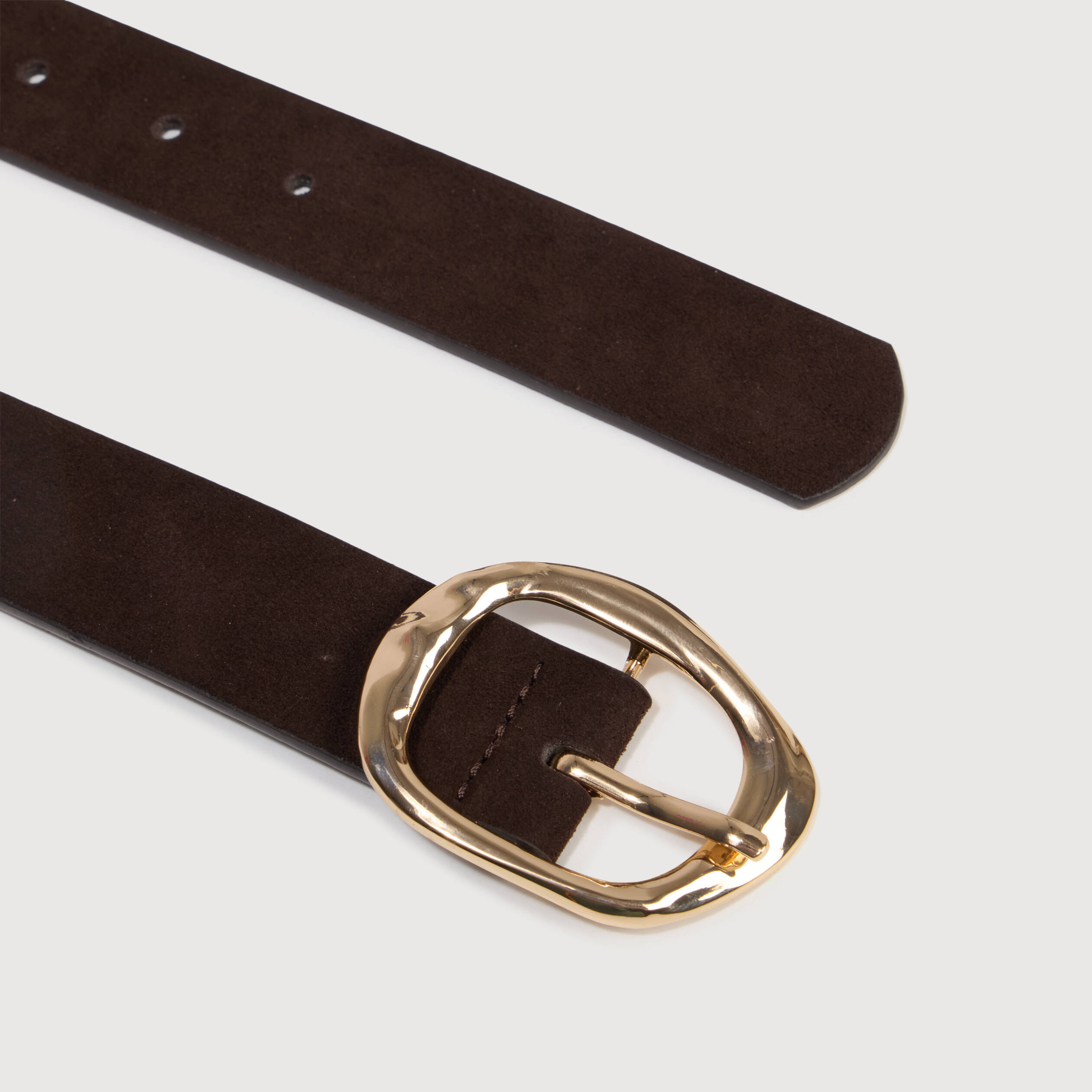 Ceinture large en cuir marron fonc&eacute; femme