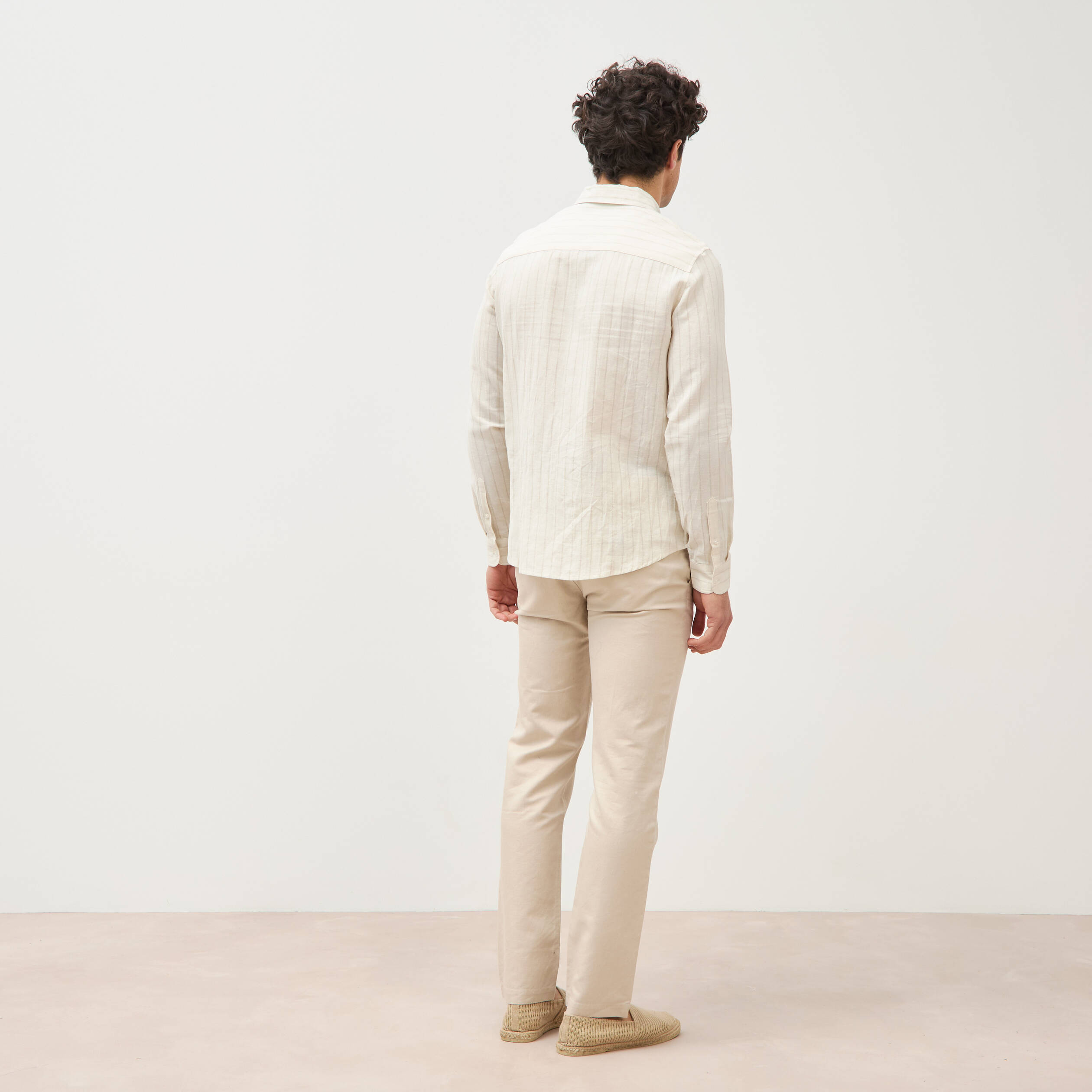 Chemise manches longues beige fonce homme