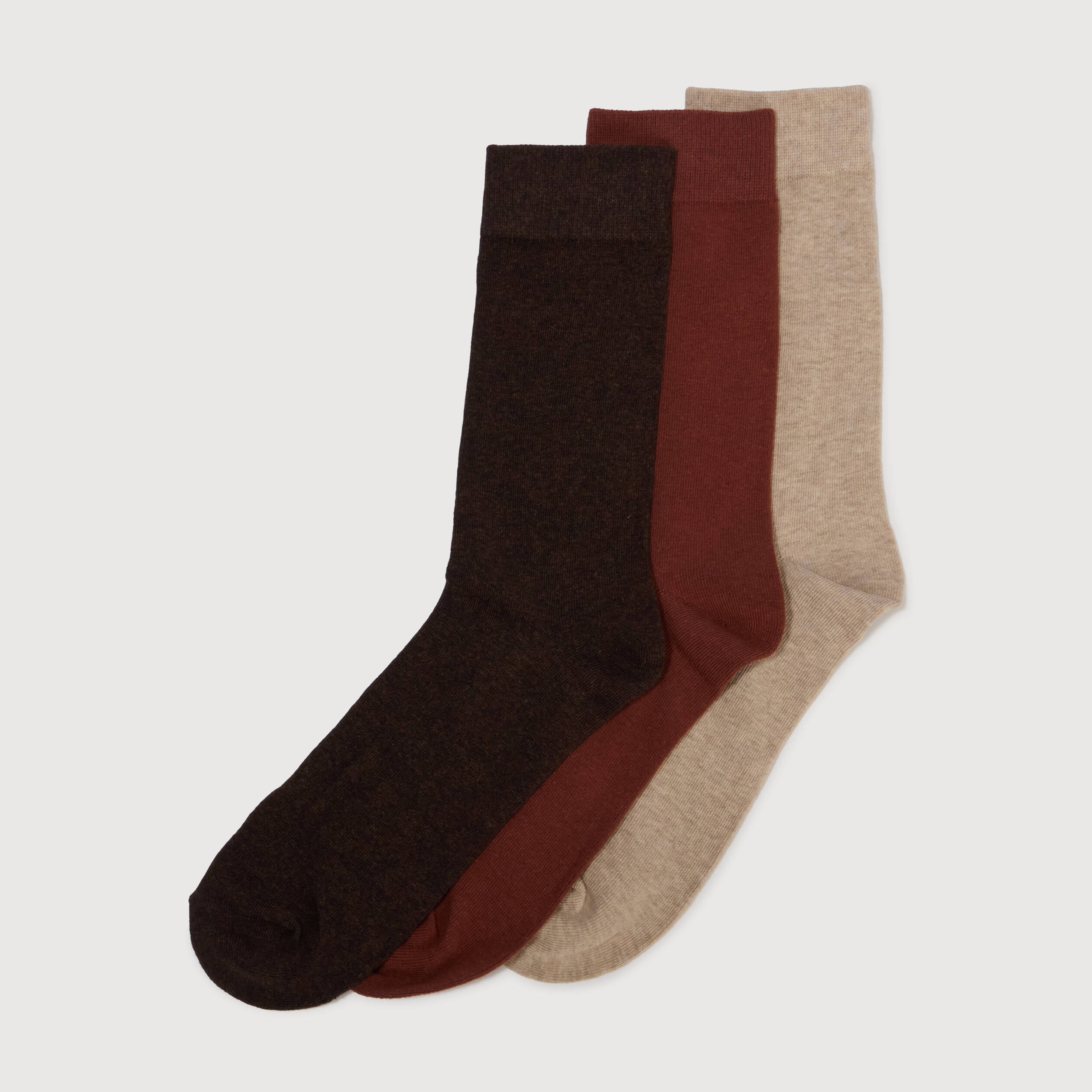 Lot de 3 paires de chaussettes hautes marron fonc&eacute; homme