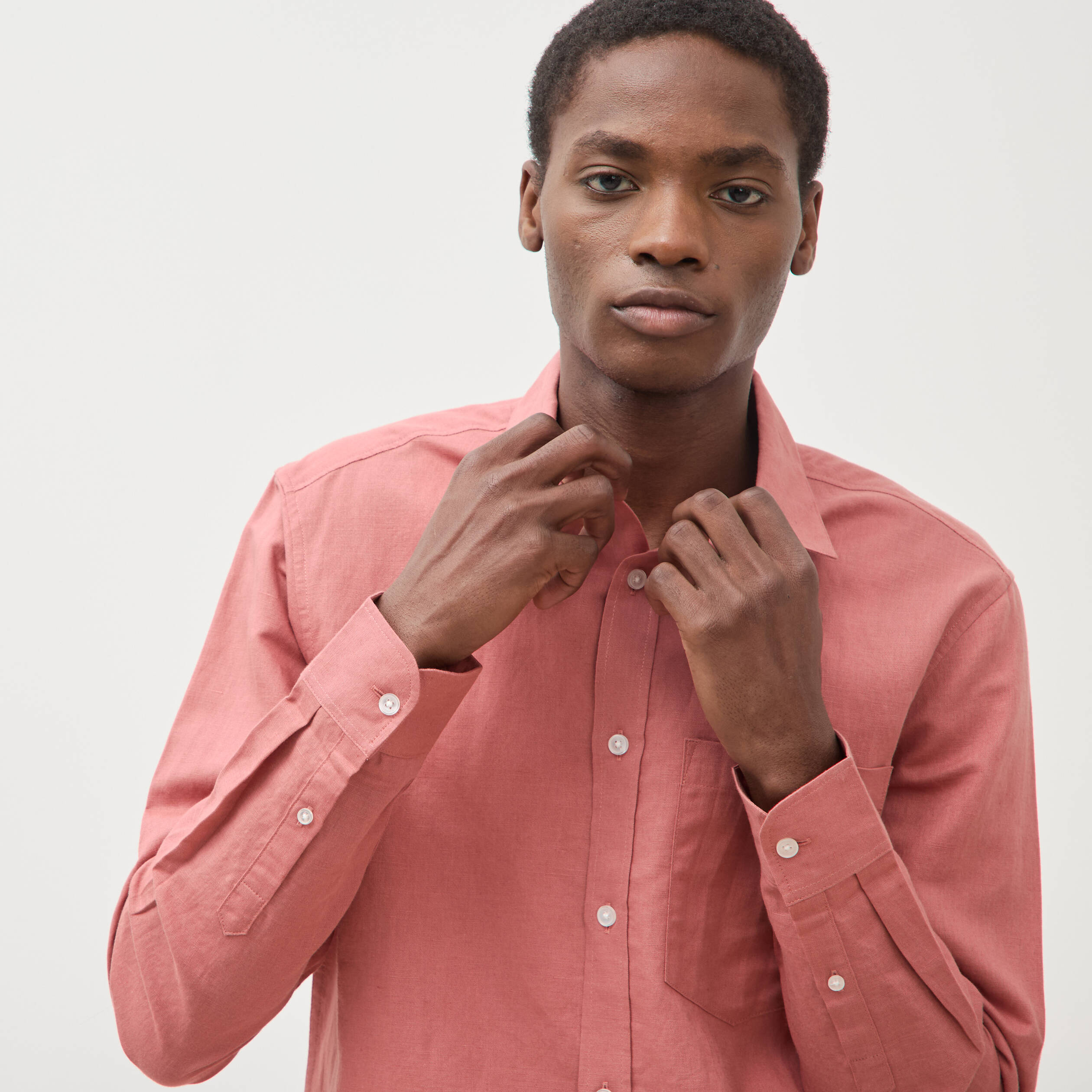 Chemise manches longues rose homme