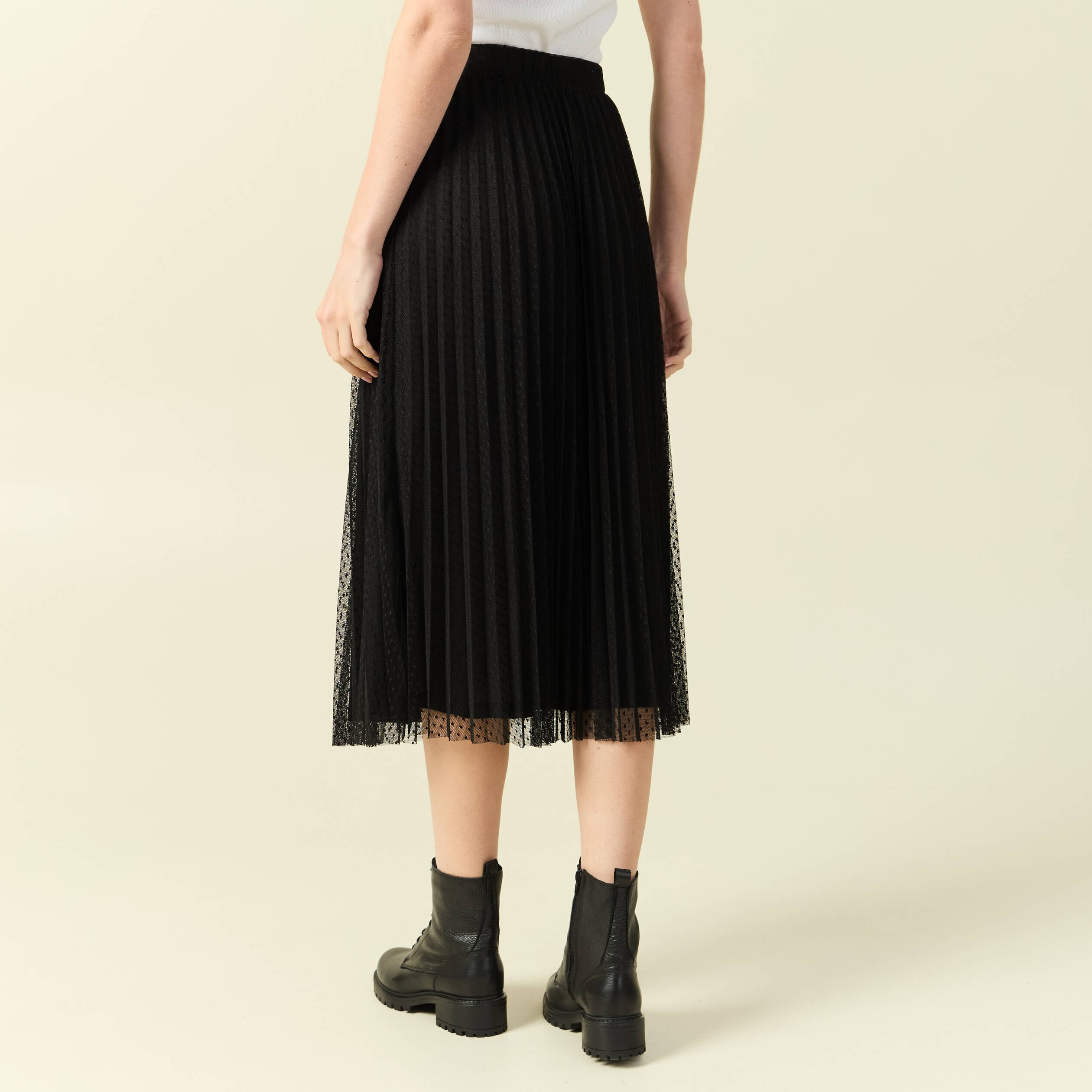 Jupe midi &eacute;vas&eacute;e tulle noir femme